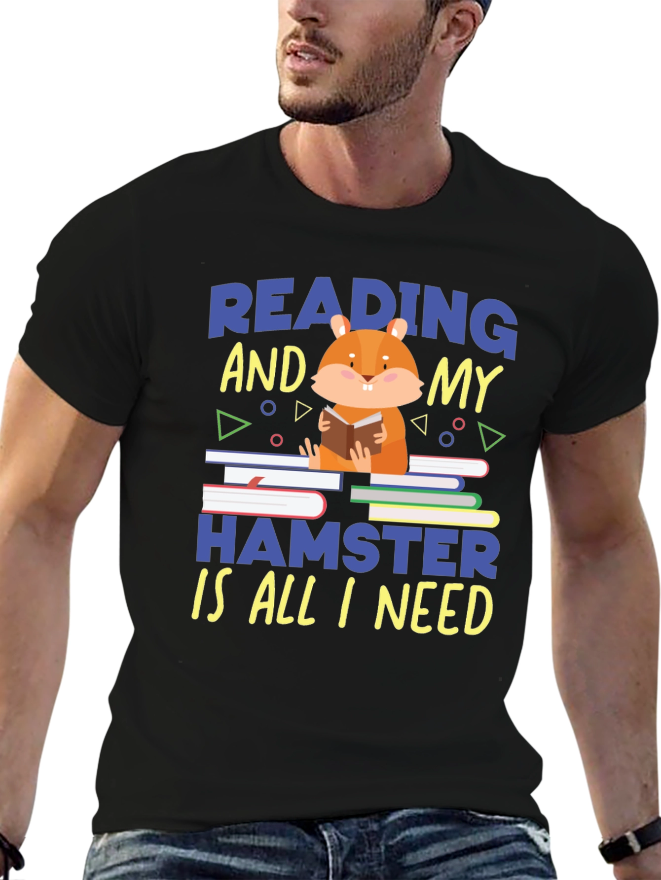 Black Reading Hamster T-Shirt - Cute Book Lover Tee view 6