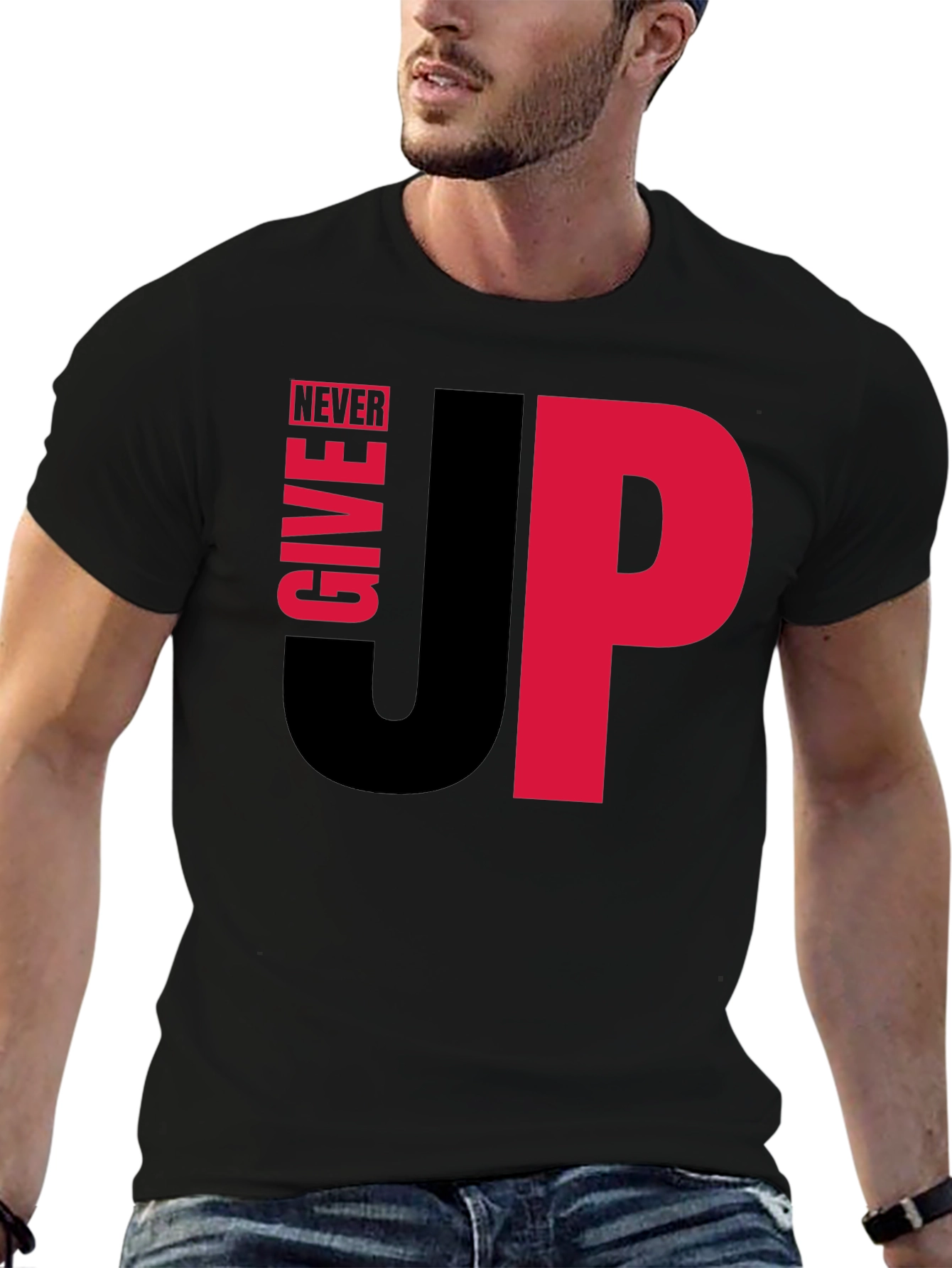 Black Never Give Up Graphic Tee - Motivational Black T-Shirt view 6