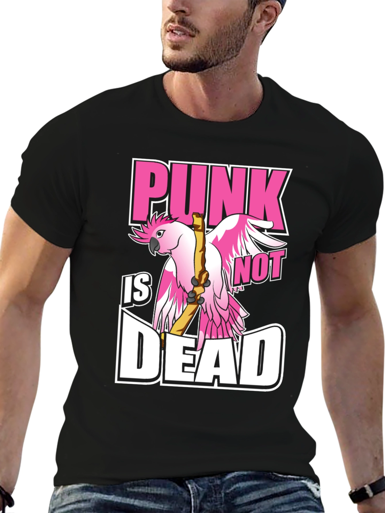 Black Punk Not Dead T-Shirt - Bird Design view 6