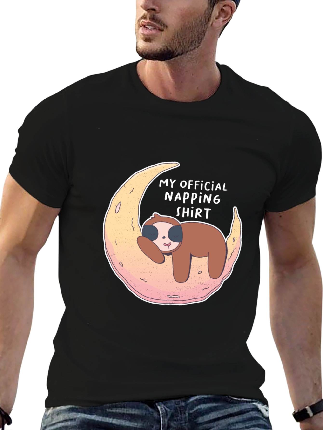 Black Napping Sloth T-Shirt - Official Napping Shirt Tee view 6
