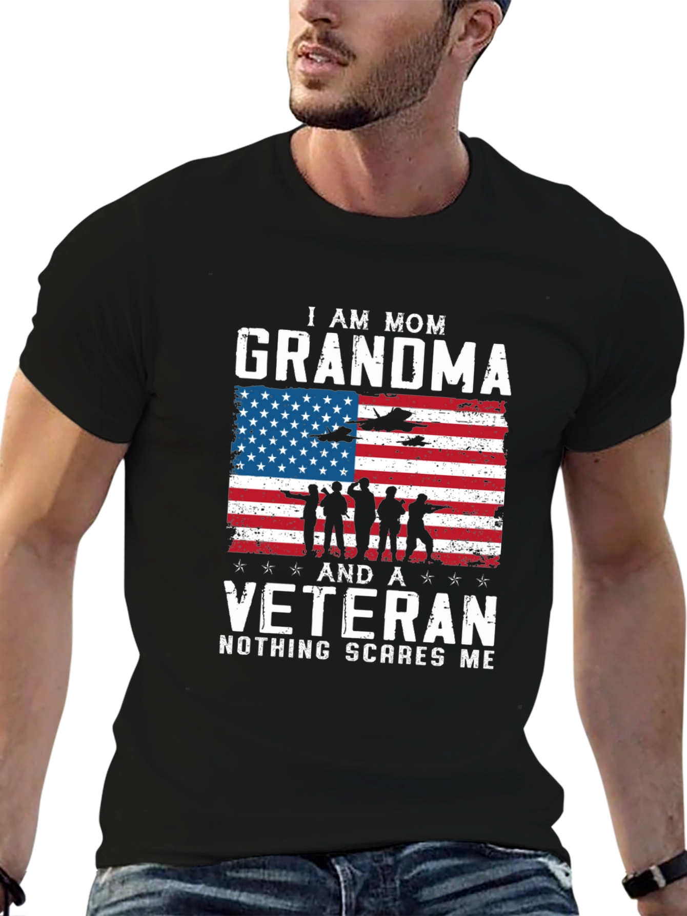 Black Mom Grandma Veteran Graphic Tee view 6