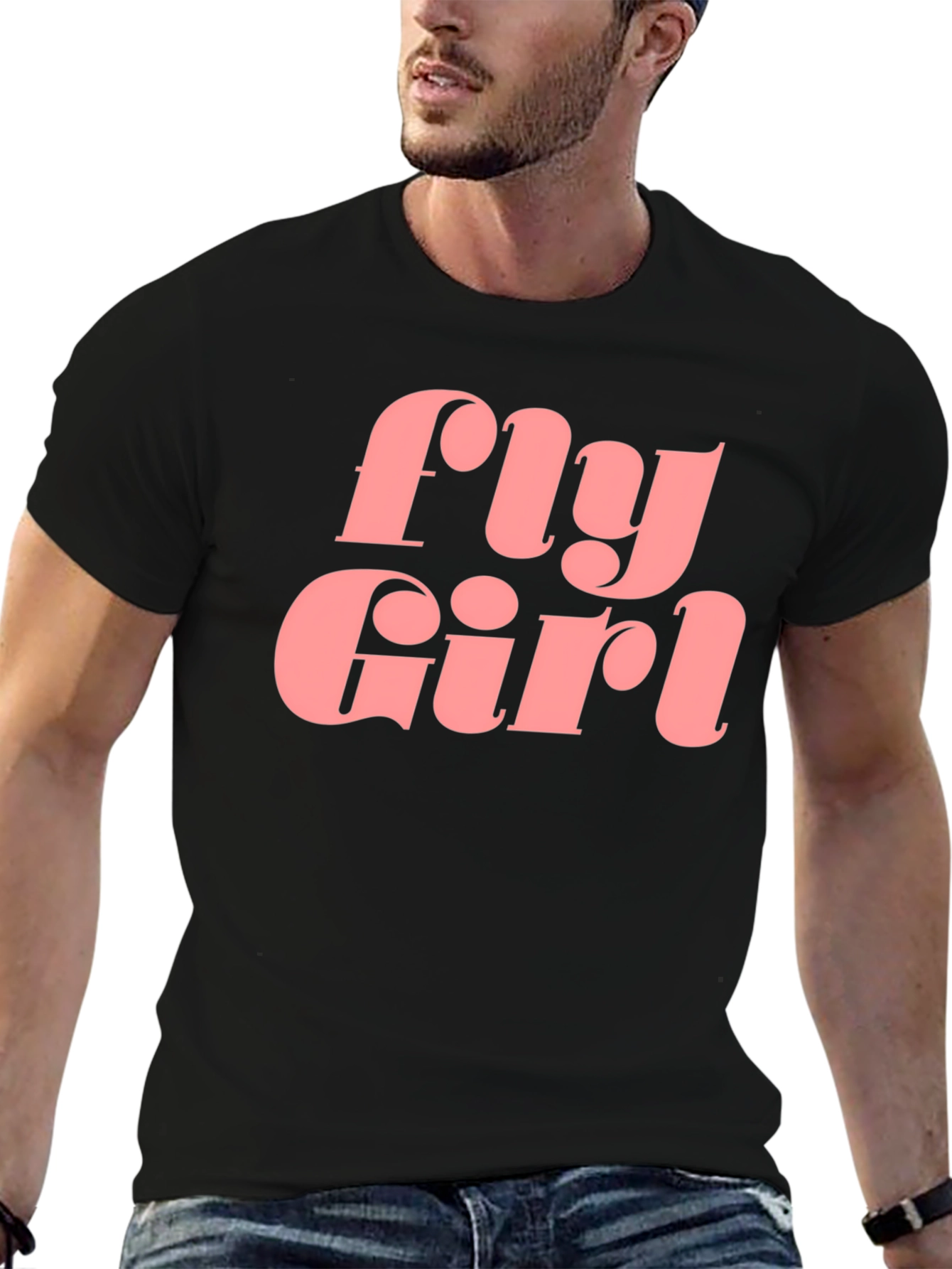 Black Fly Girl Graphic Tee - Retro Style Black T-Shirt view 6