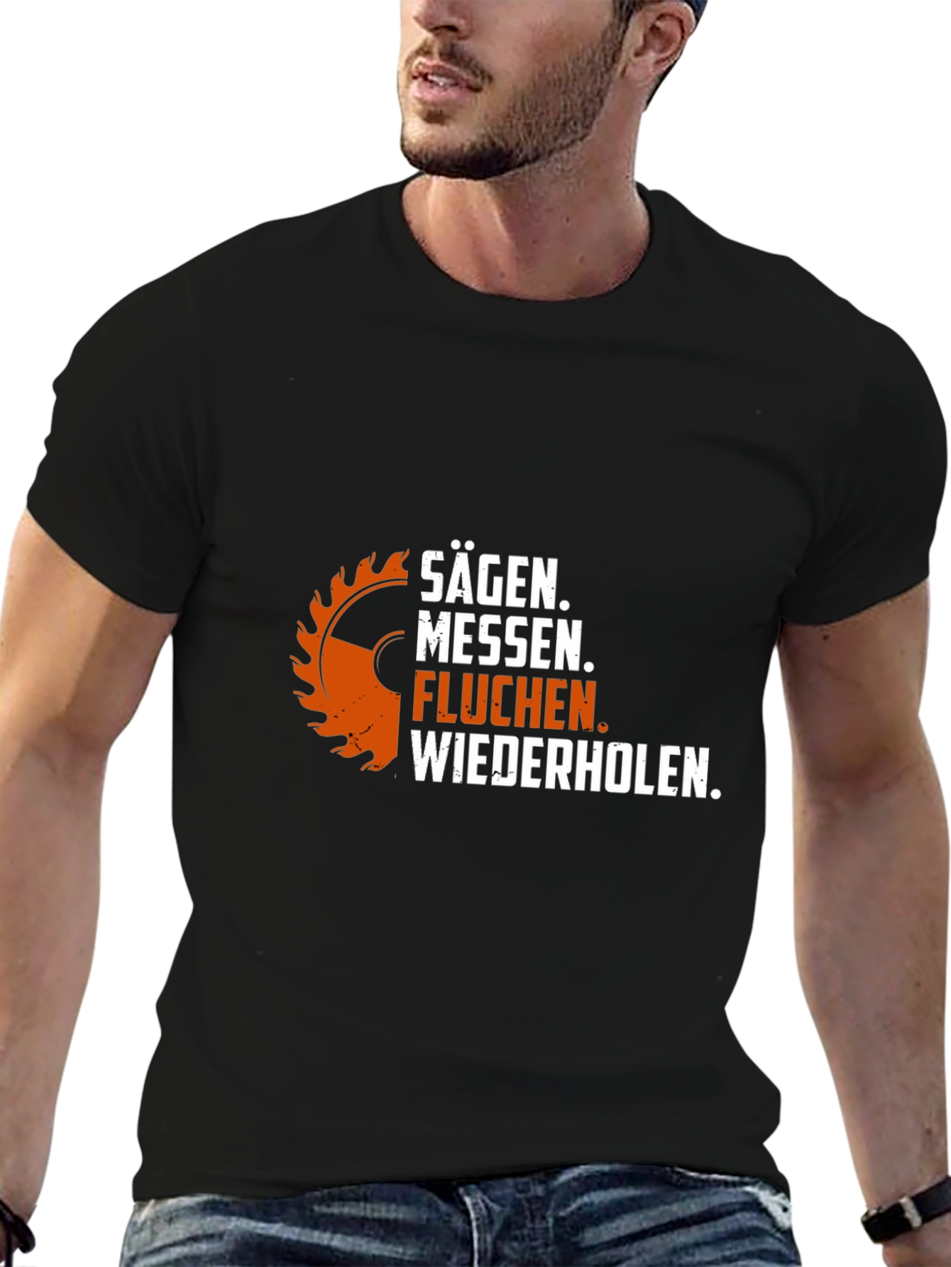 Black Sägen Messen T-Shirt: Funny Woodworking Shirt view 6