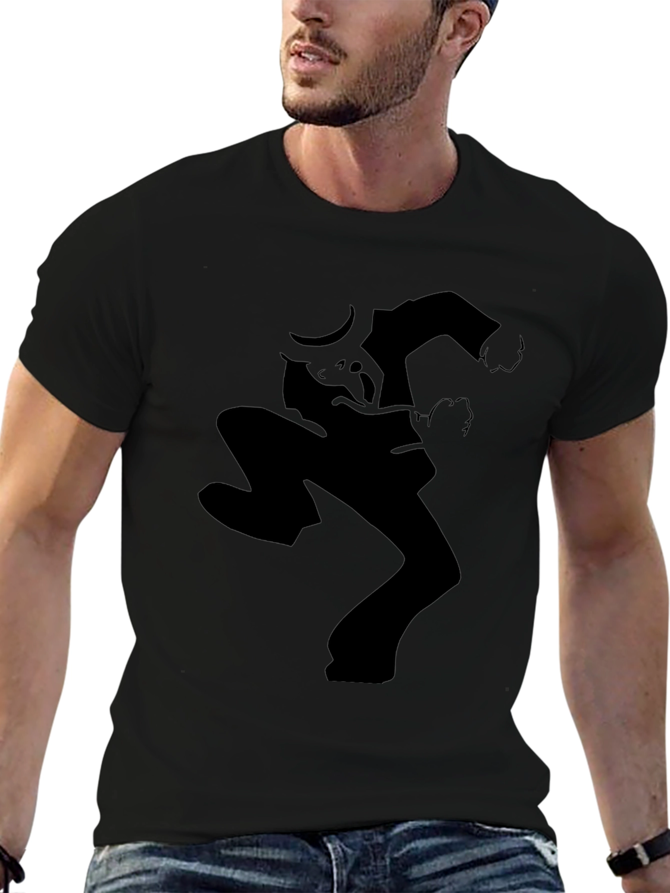 Black Silhouette Dance Graphic Tee - Black Casual Style view 6