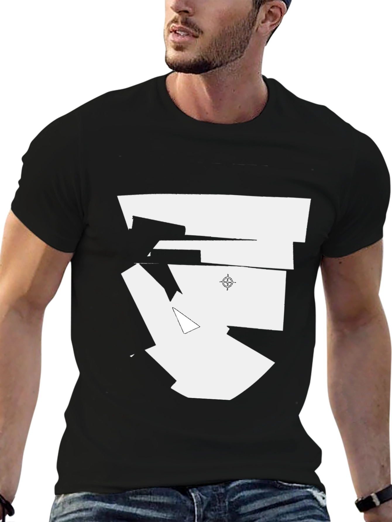 Black Abstract Graphic Print Black T-Shirt view 6