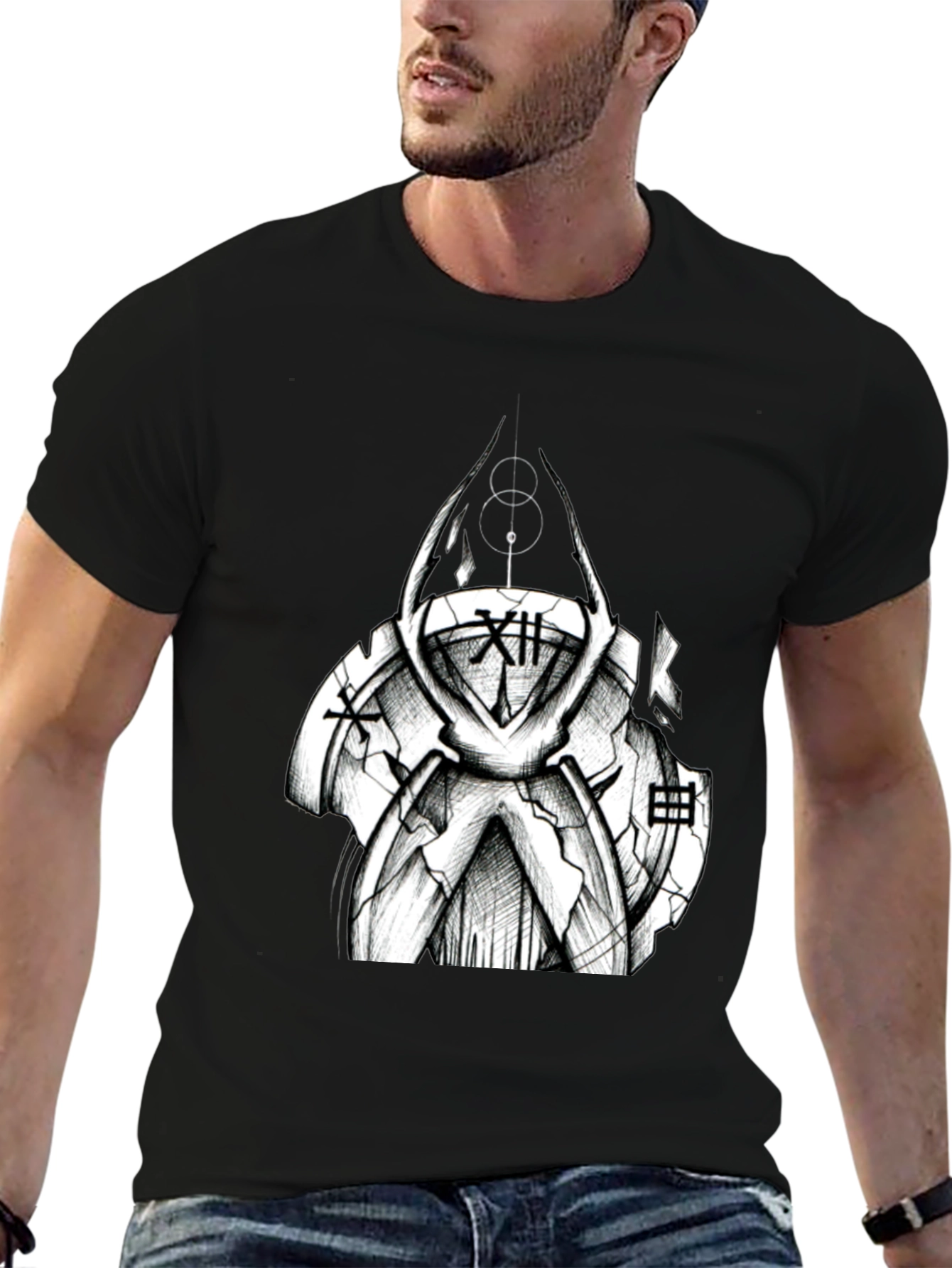 Black Abstract Clockwork T-Shirt - Unique Graphic Tee view 6