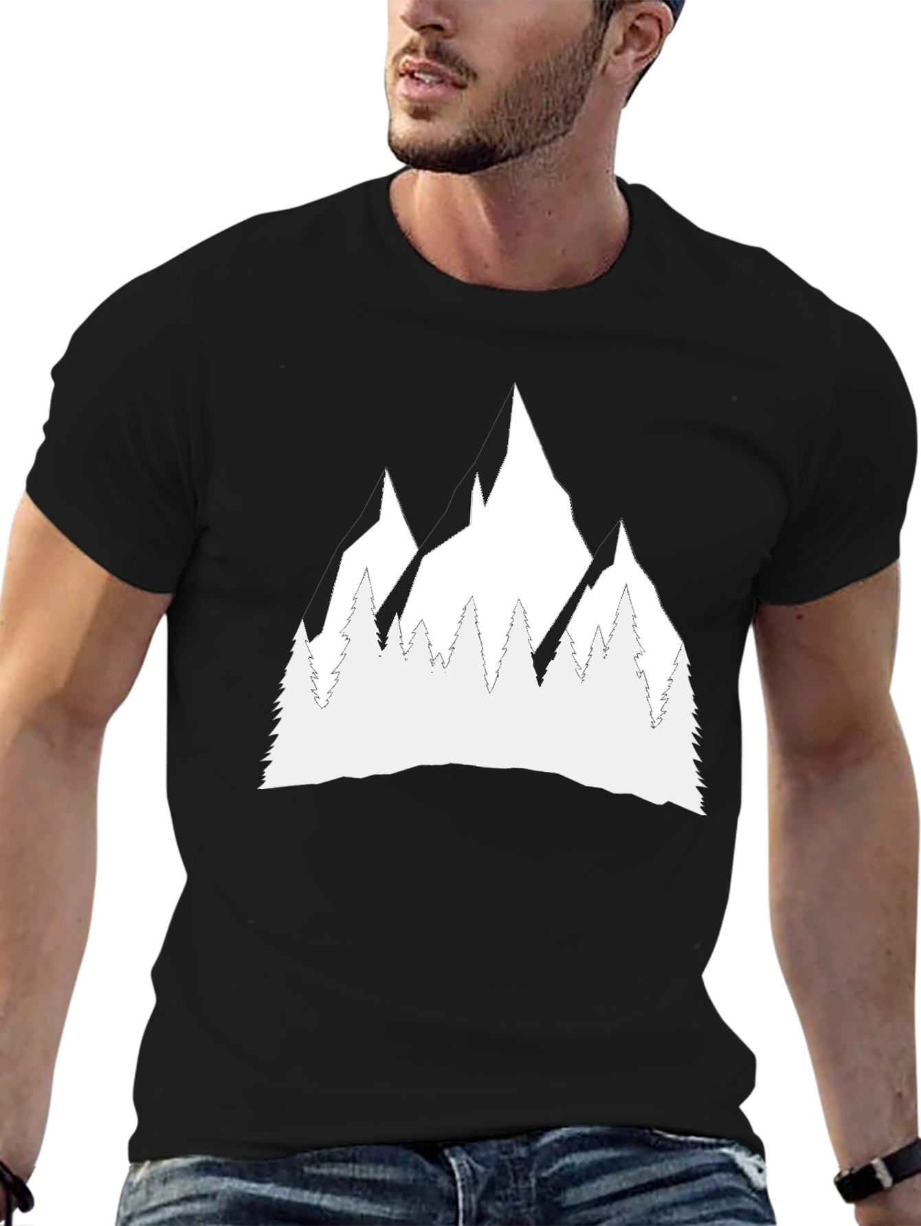 Black Mountain Peak Graphic Tee - Stylish Black T-Shirt view 6