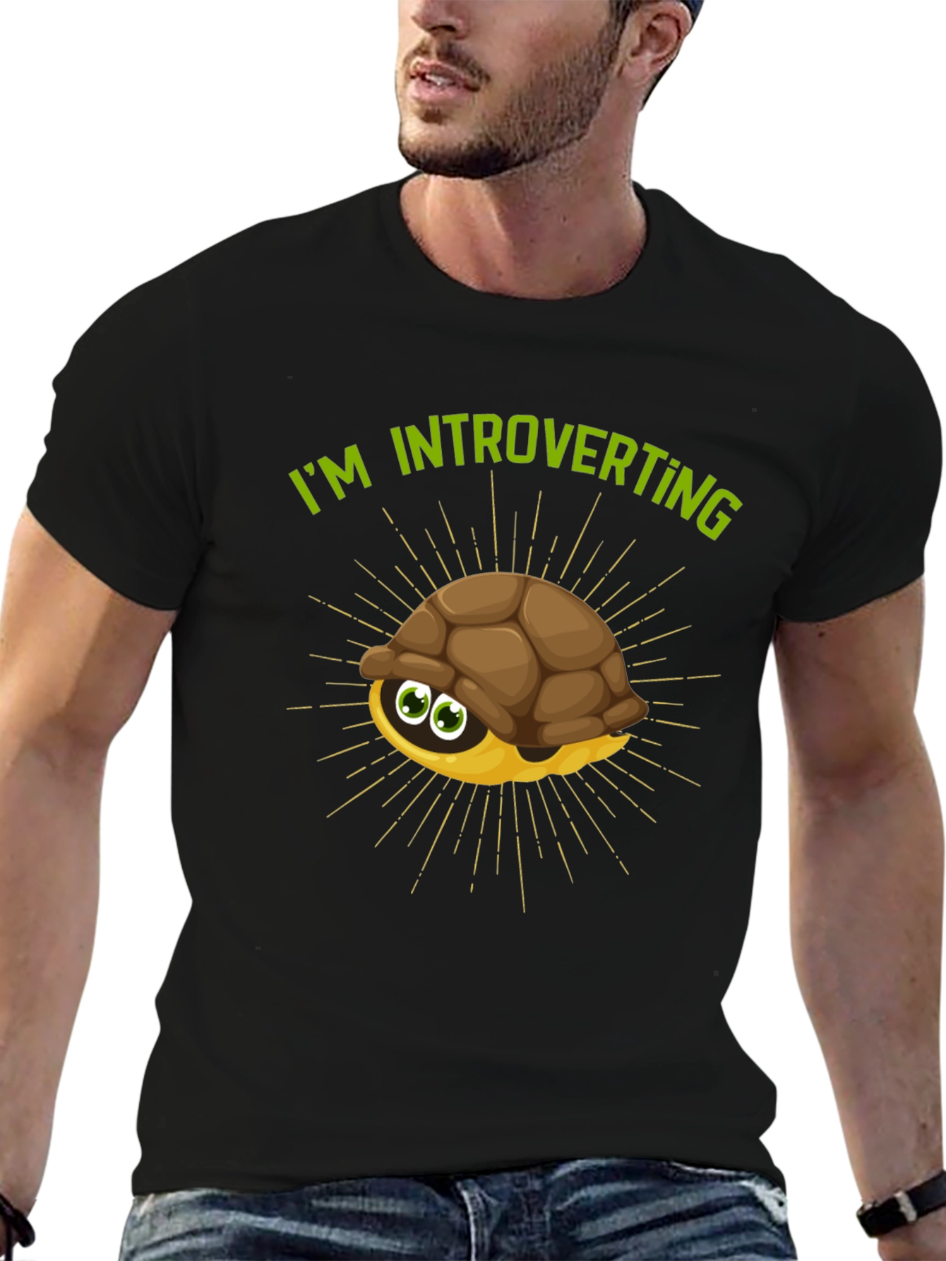 Black Introverting Turtle Graphic Tee - Black view 6