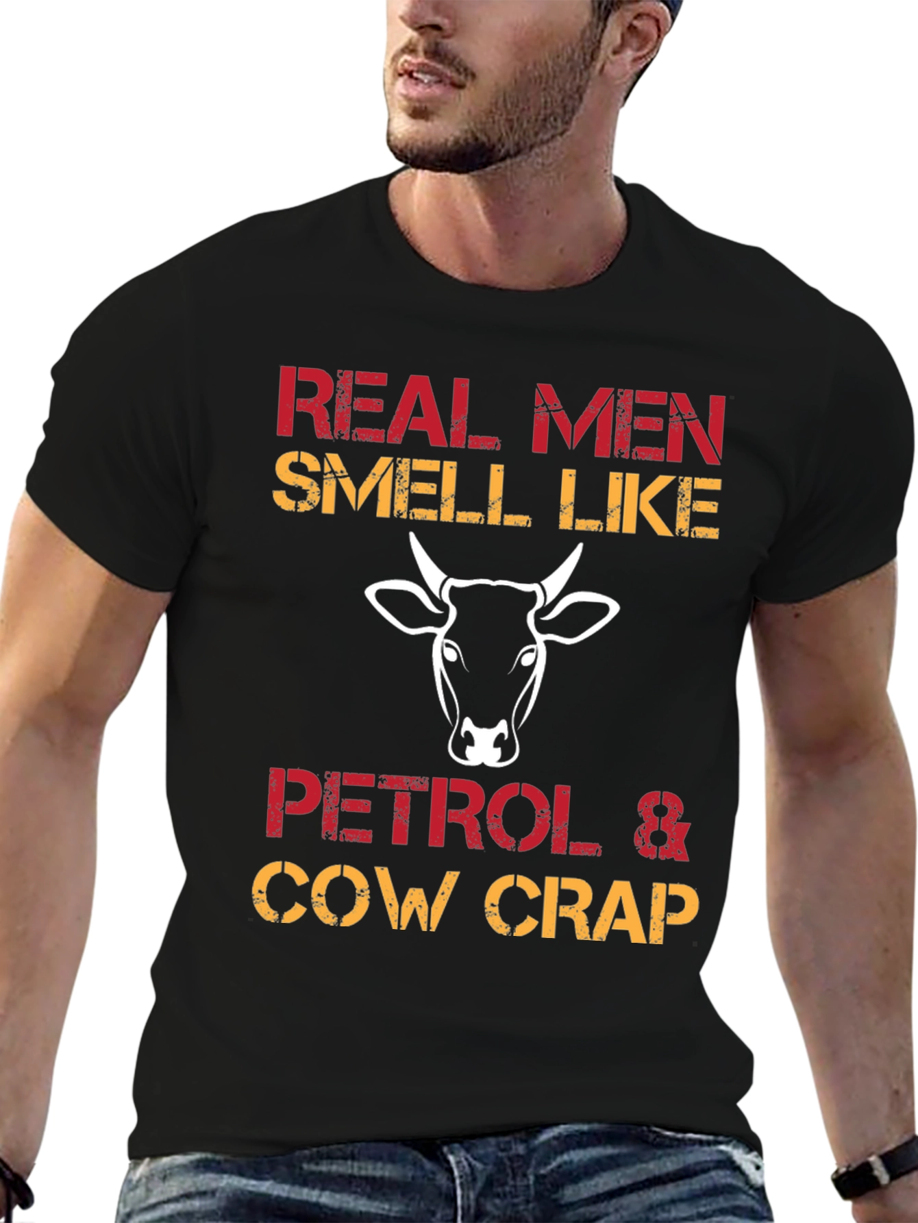 Black Real Men Petrol & Cow Crap Graphic Tee view 6
