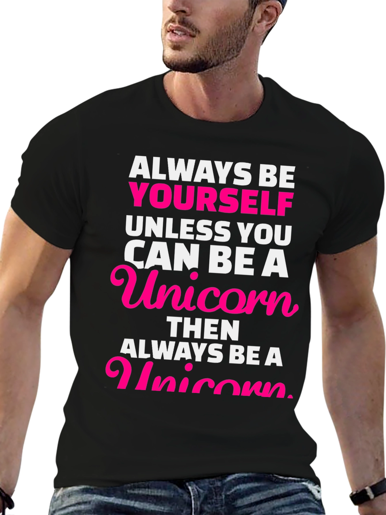 Black Always Be Yourself Unicorn Graphic Tee view 6
