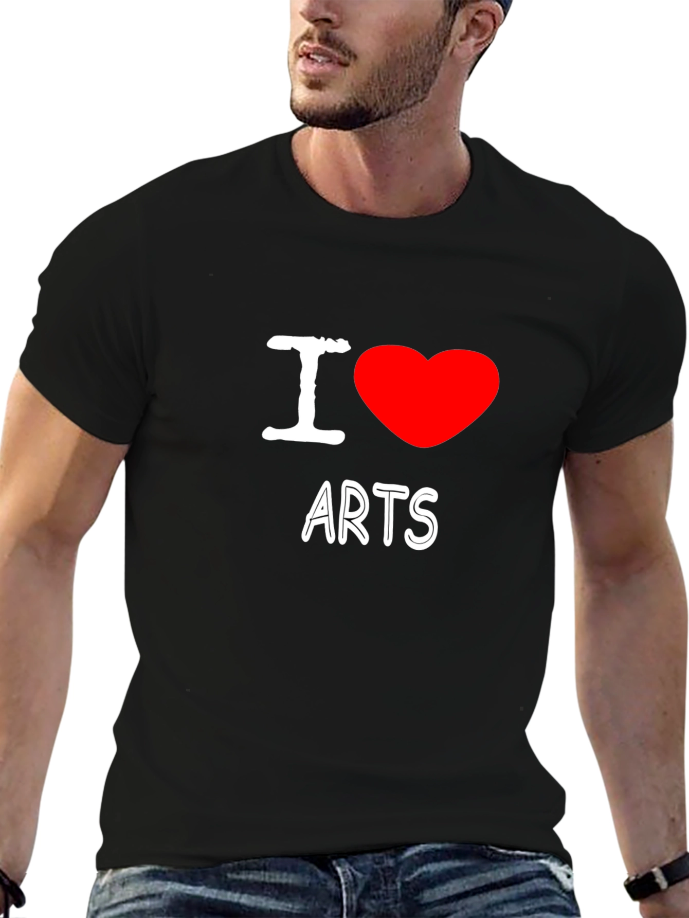Black I Love Arts Graphic T-Shirt view 6