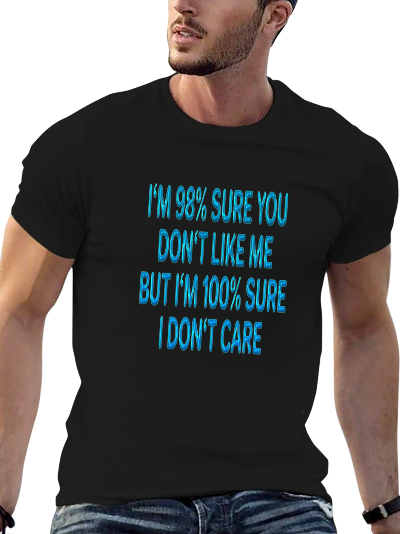Black I Don't Care T-Shirt Sarcastic Graphic Tee view 6