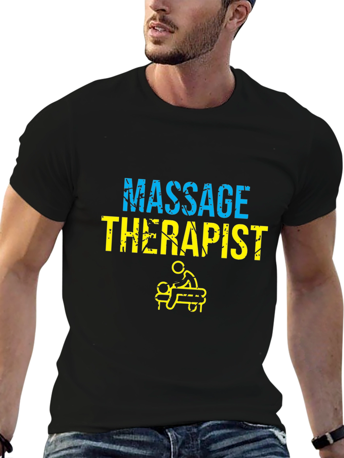 Black Massage Therapist Graphic Tee - Unisex Black T-Shirt view 6
