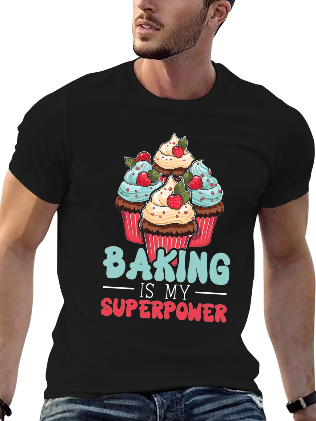 Black Baking is My Superpower Graphic T-Shirt view 6