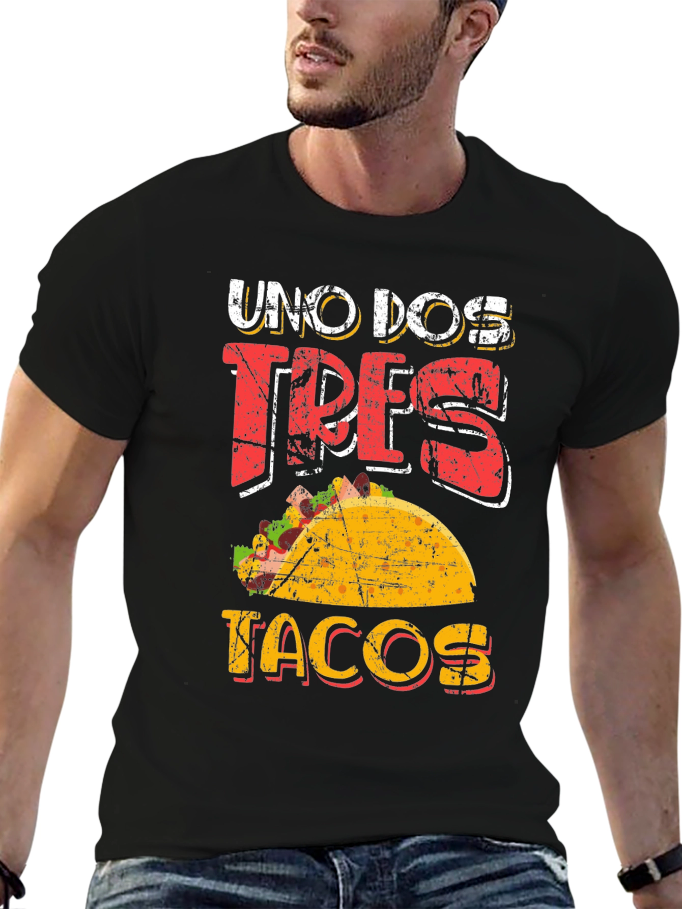 Black Uno Dos Tres Tacos Graphic T-Shirt view 6