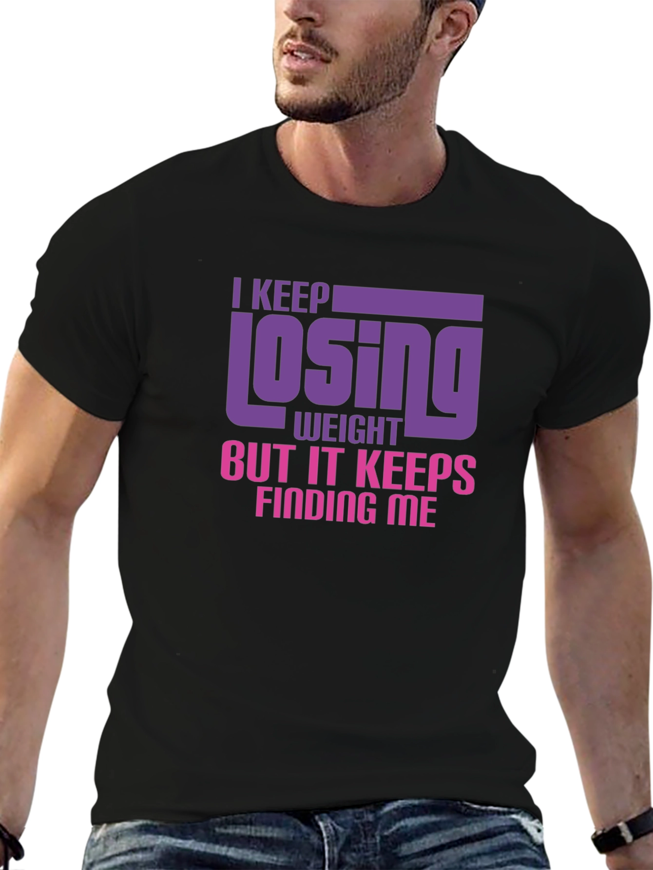Black Funny Weight Loss T-Shirt - Losing Weight Humor view 6