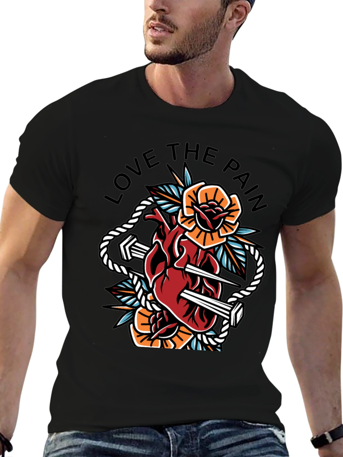 Black Love the Pain Graphic Tee view 6