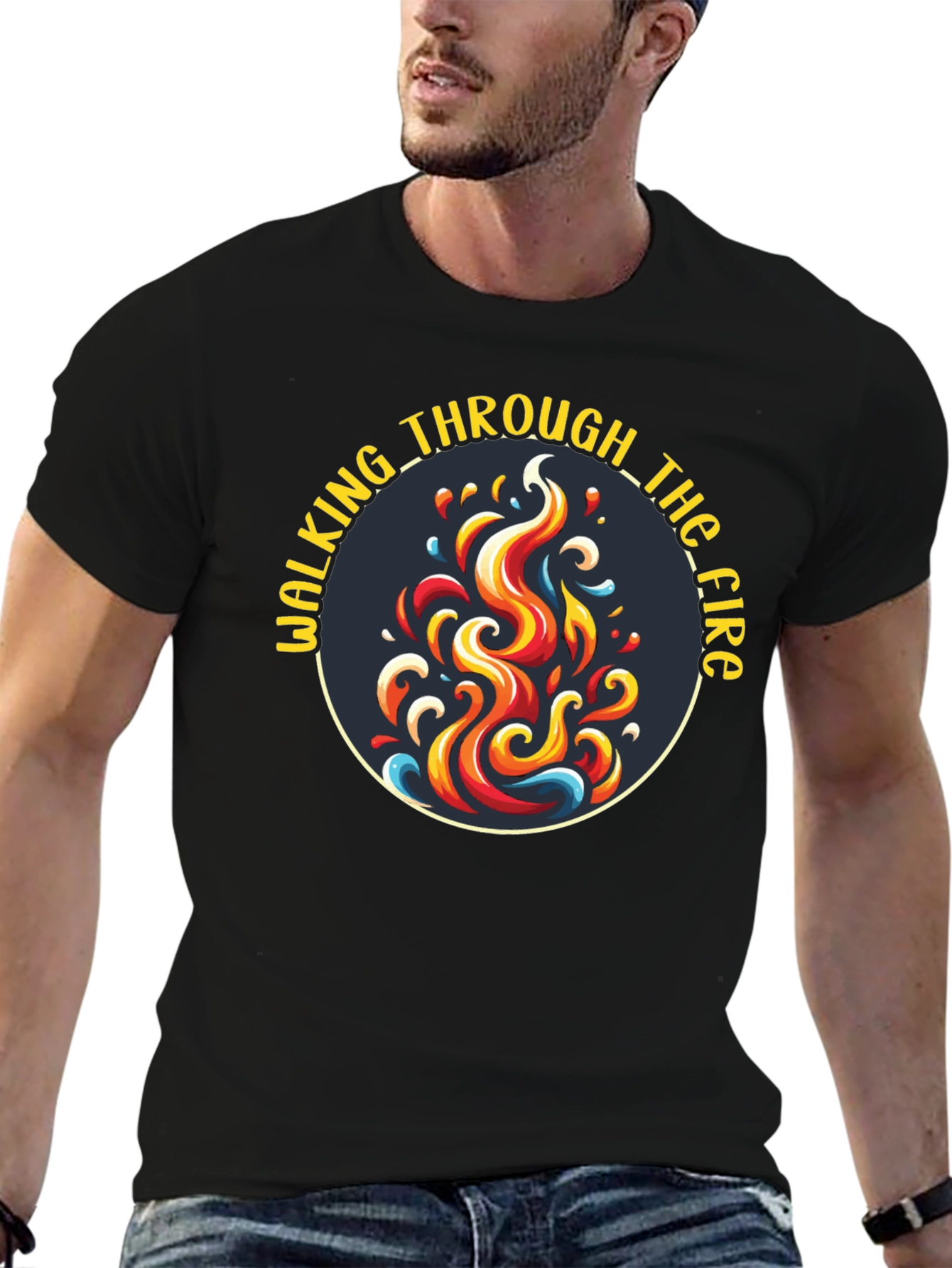 Black Walking Through the Fire Graphic T-Shirt view 6