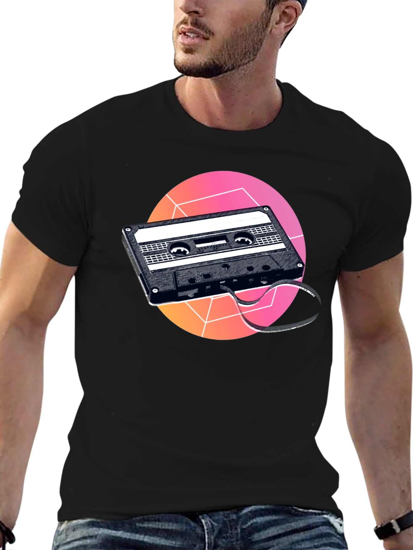 Black Retro Cassette Tape Graphic T-Shirt - Black view 6