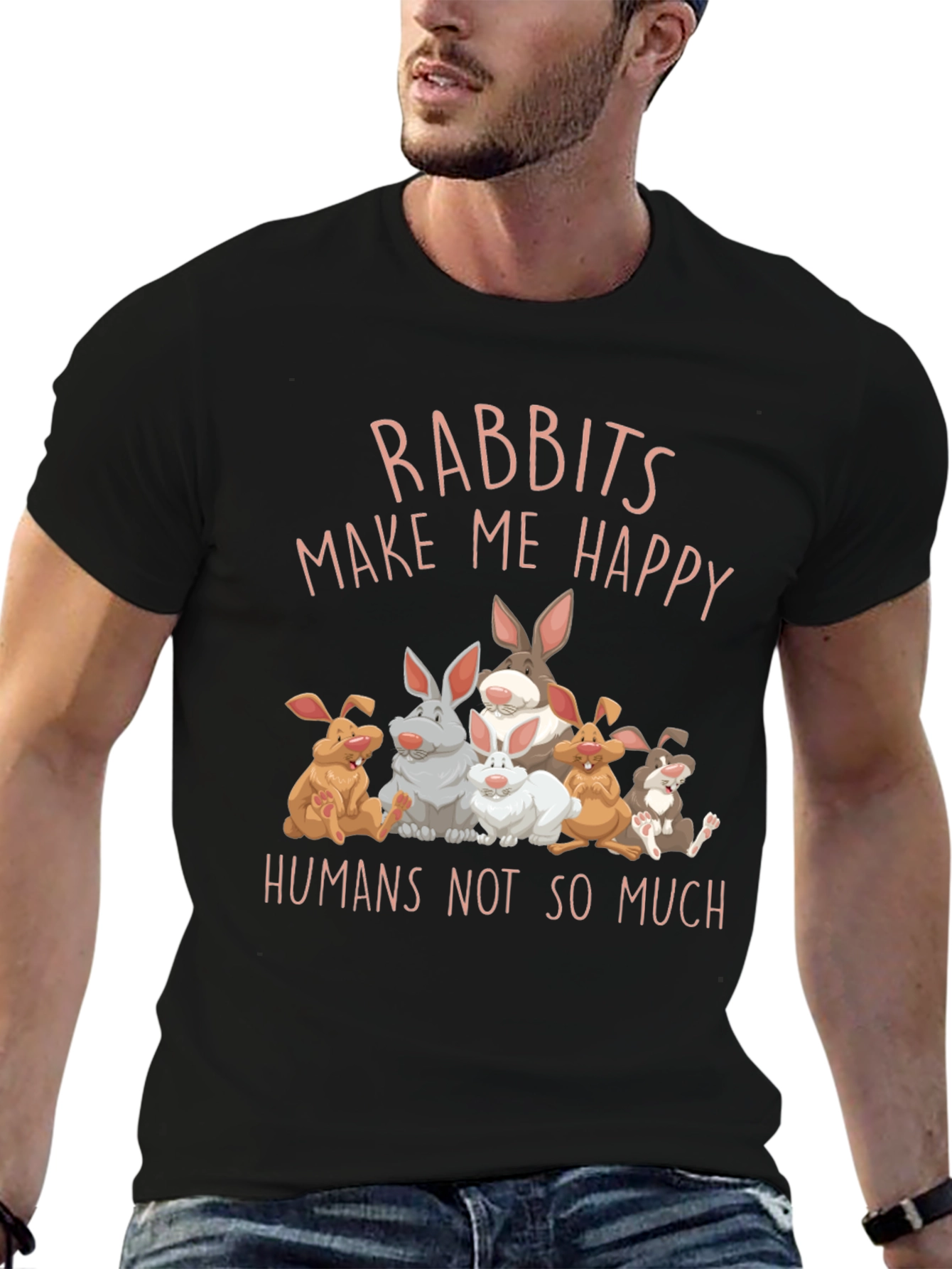 Black Rabbits Make Me Happy Graphic Tee view 6