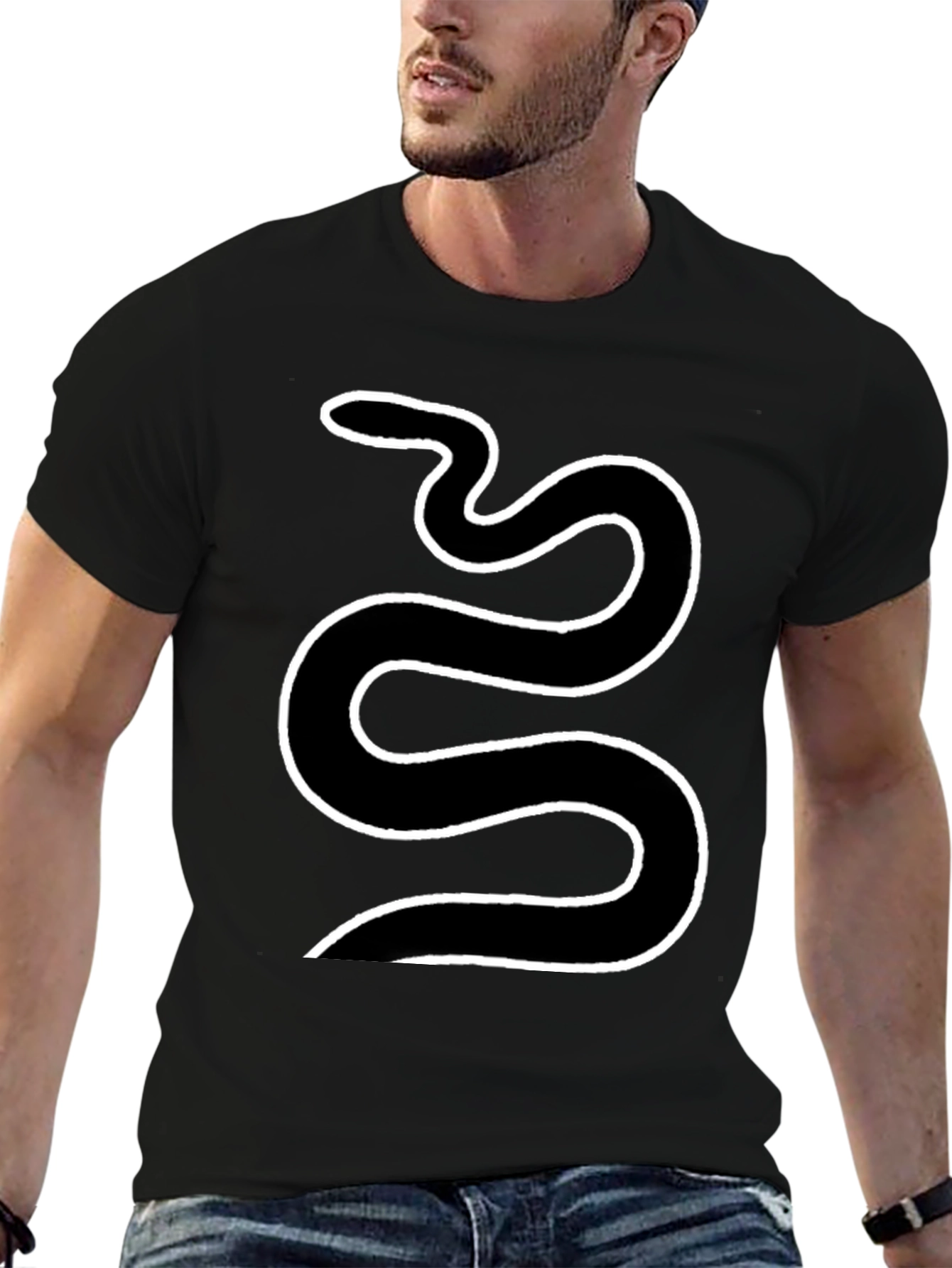 Black Black Snake Graphic Tee - Cool Serpent Design view 6