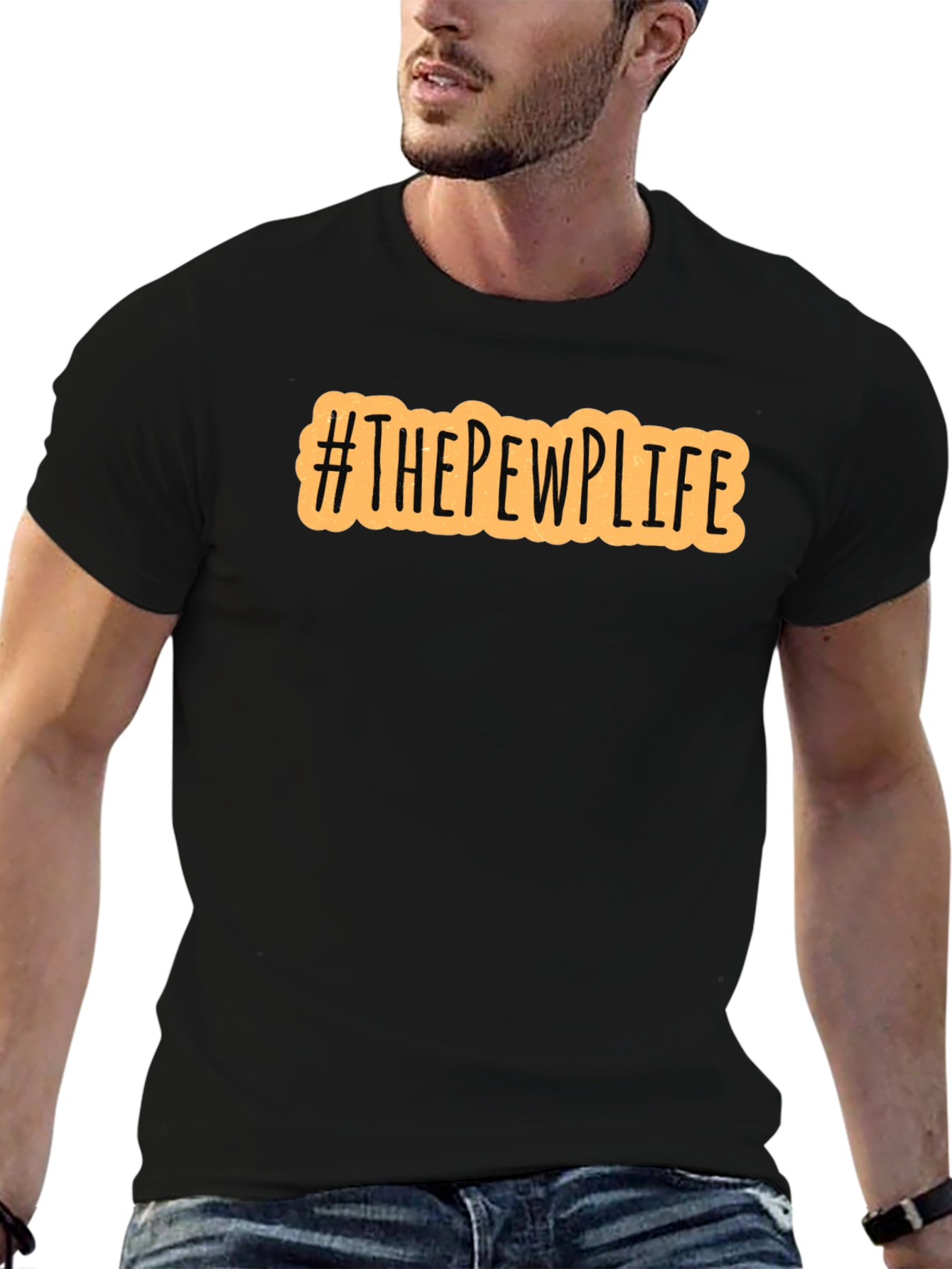 Black #THEPEWPLIFE Graphic Print Black Crew Neck T-Shirt view 6