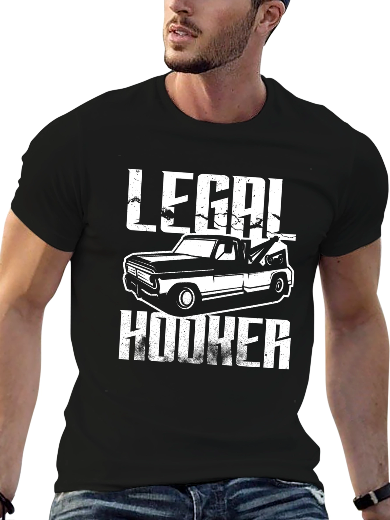 Black Legal Hooker Tow Truck T-Shirt view 6