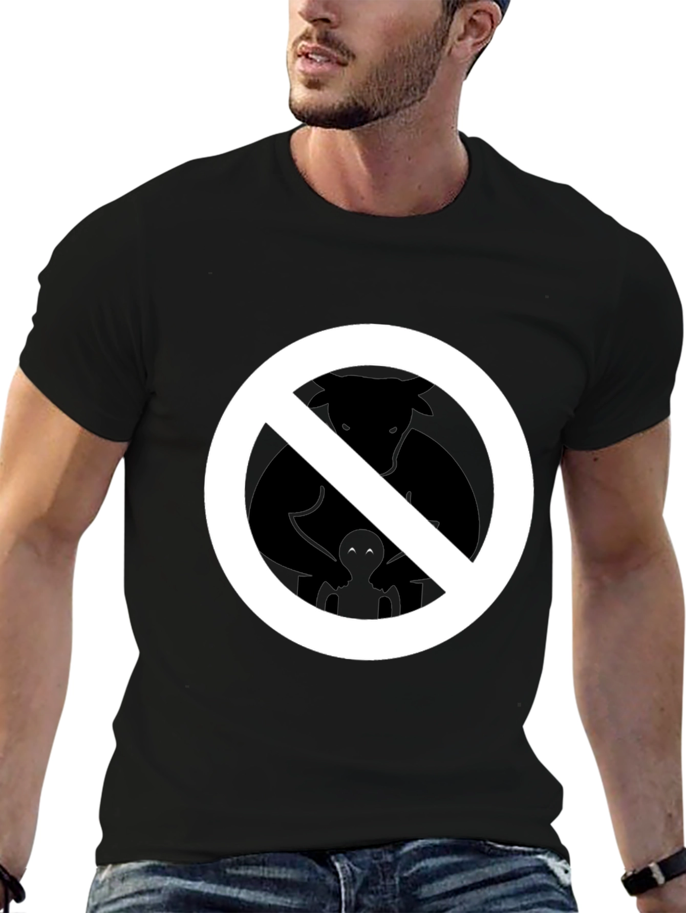 Black No Furries Black Graphic Tee view 6