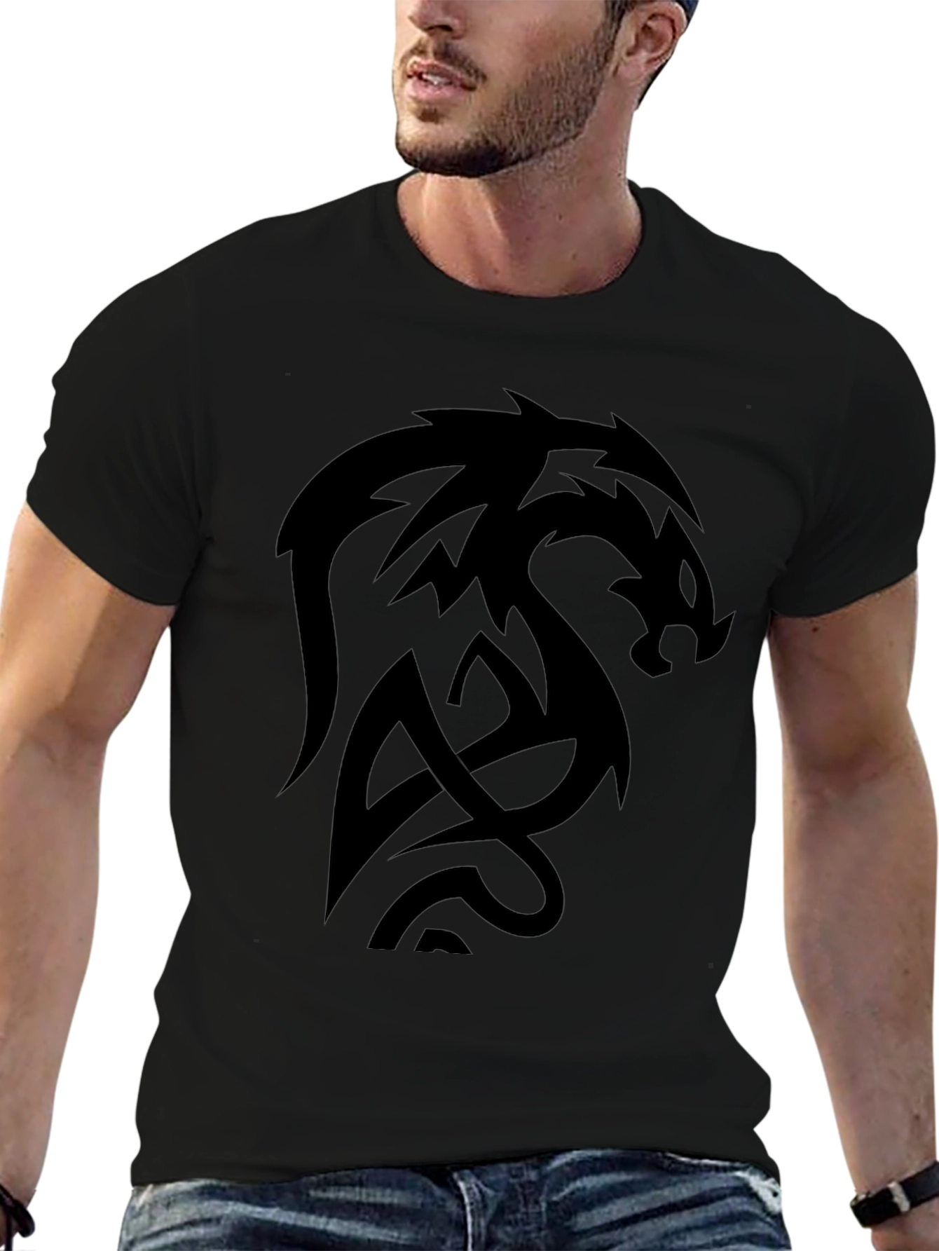 Black Dragon Graphic Black T-Shirt - Men's Stylish Tee view 6
