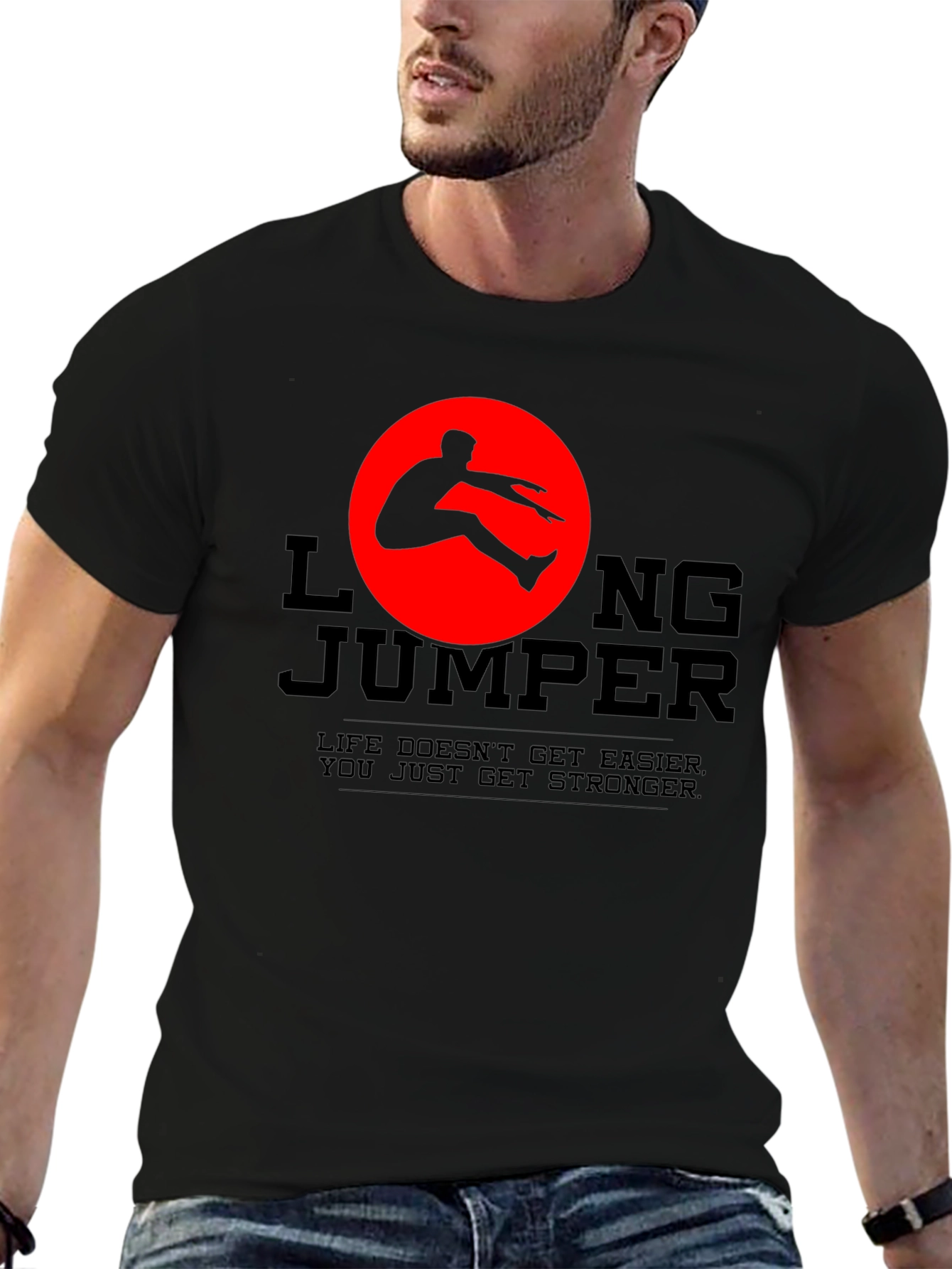 Black Long Jumper Graphic Tee - Life Gets Stronger view 6
