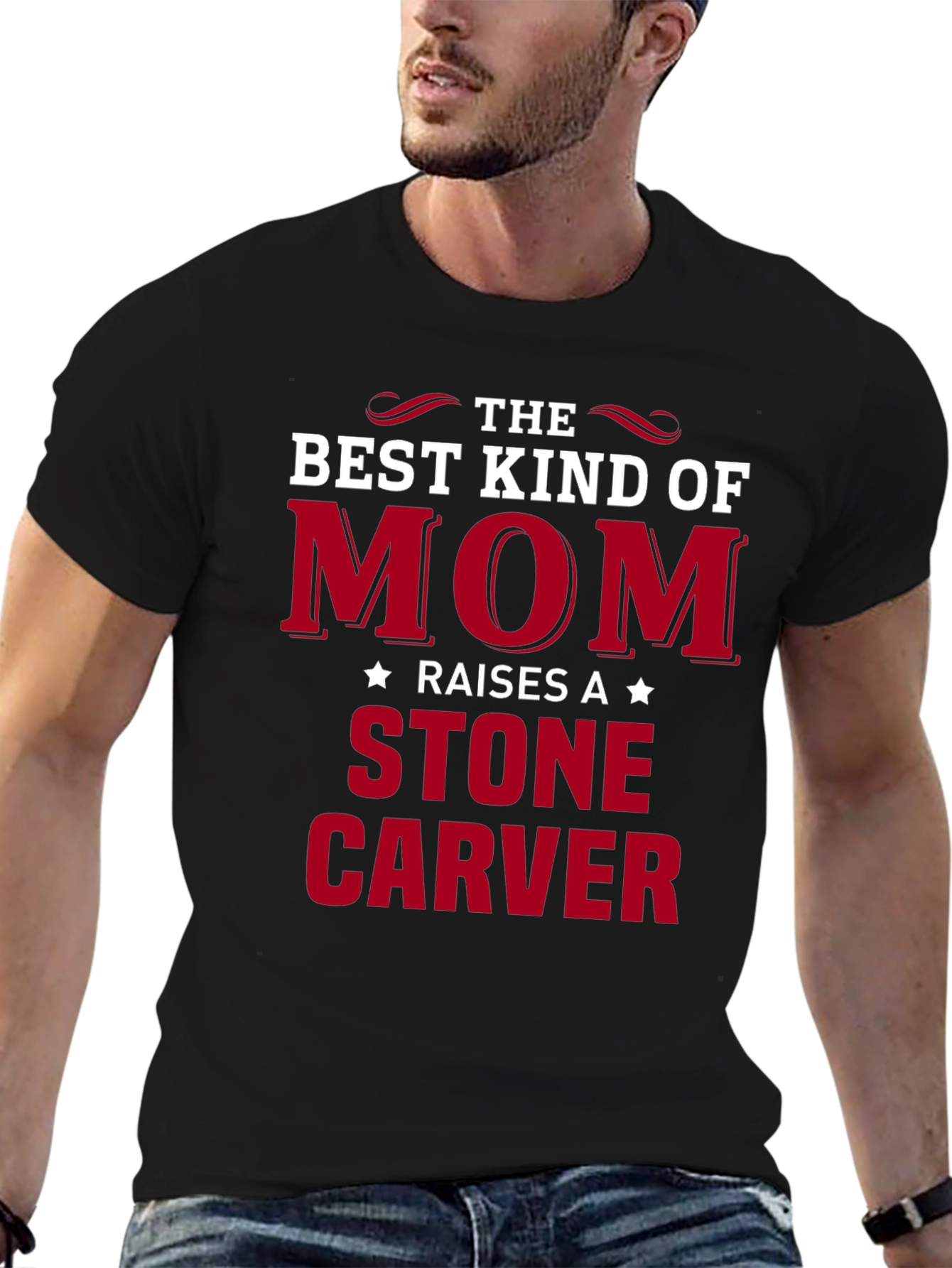 Black Best Kind of Mom Stone Carver T-Shirt view 6