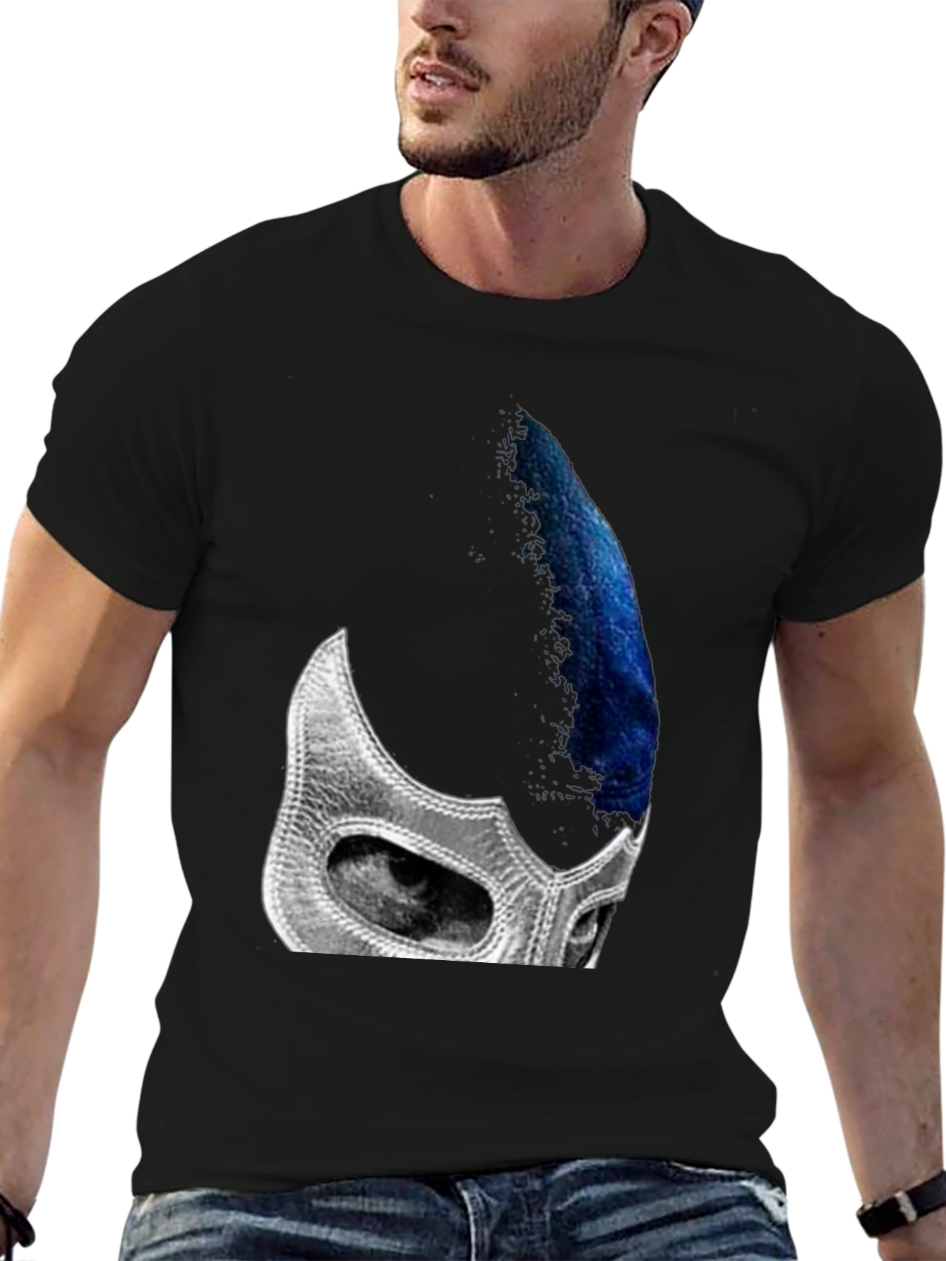 Black Wrestler Mask T-Shirt - Unique Graphic Tee view 6