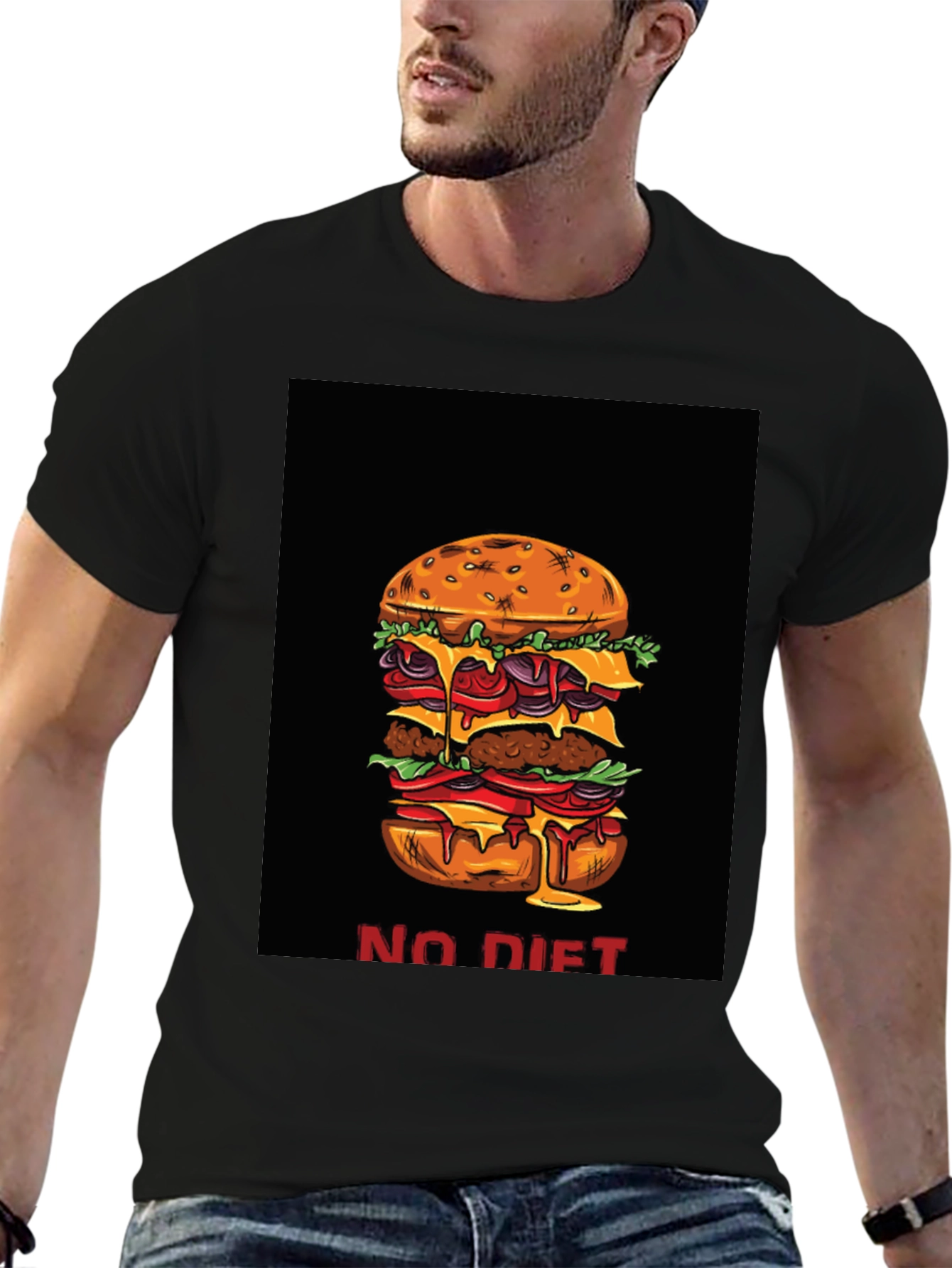 Black No Diet Burger Graphic Tee view 6