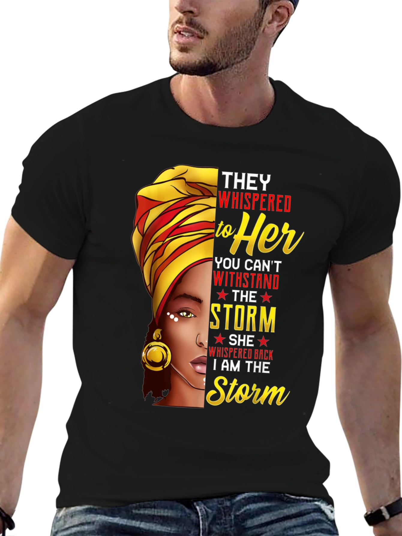 Black Empowered Woman Graphic T-Shirt - I Am The Storm view 6