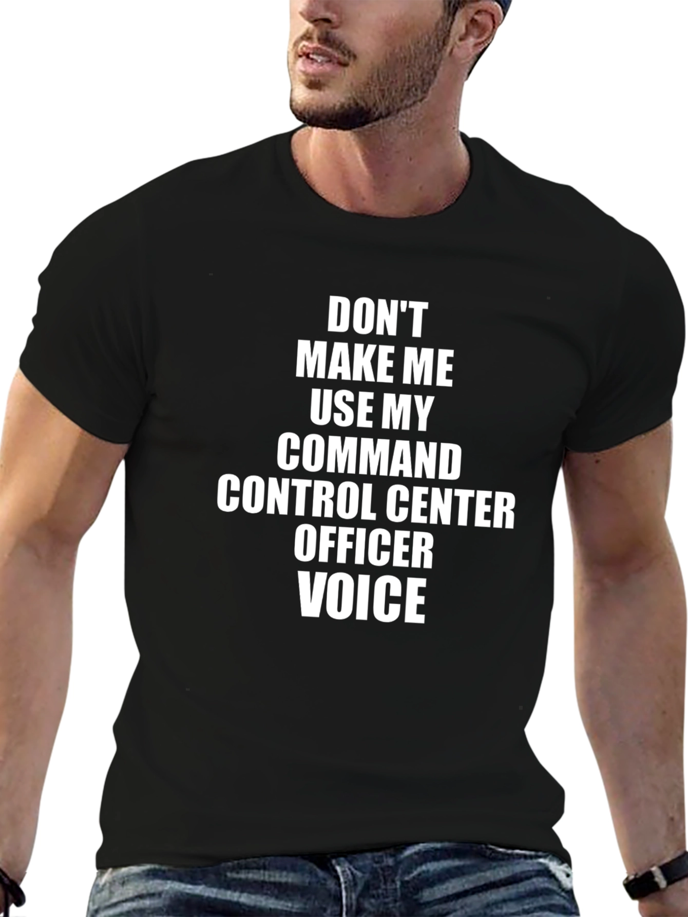 Black Command Control Officer T-Shirt - Funny Sarcastic Tee view 6