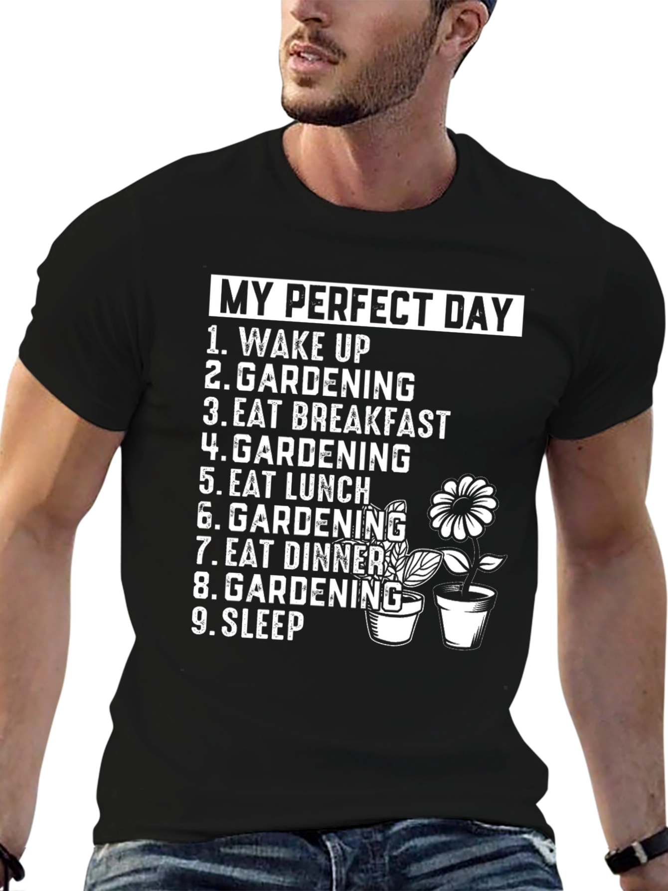 Black Gardening Lover's Perfect Day T-Shirt view 6