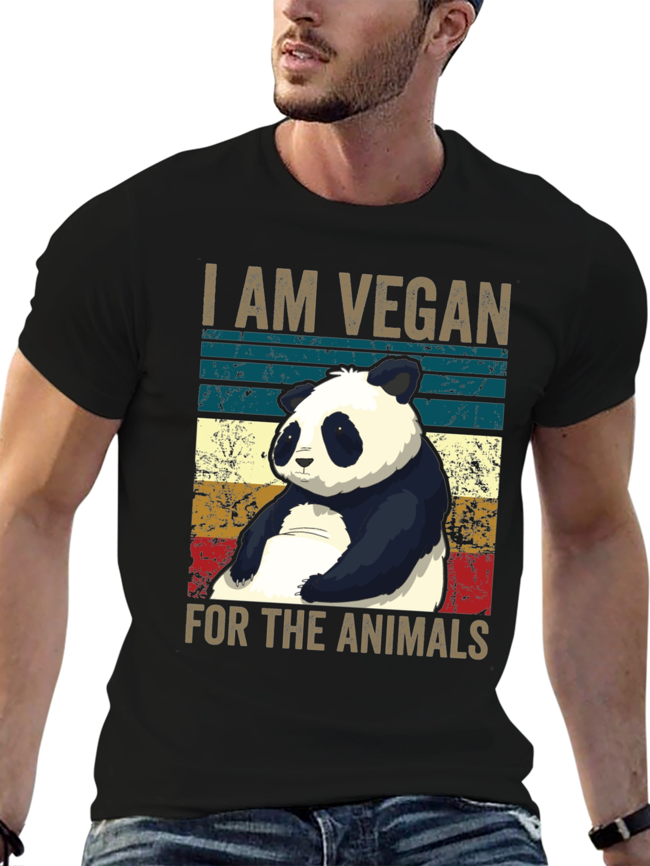 Black Vegan Panda Graphic Tee - Animal Lover T-Shirt view 6