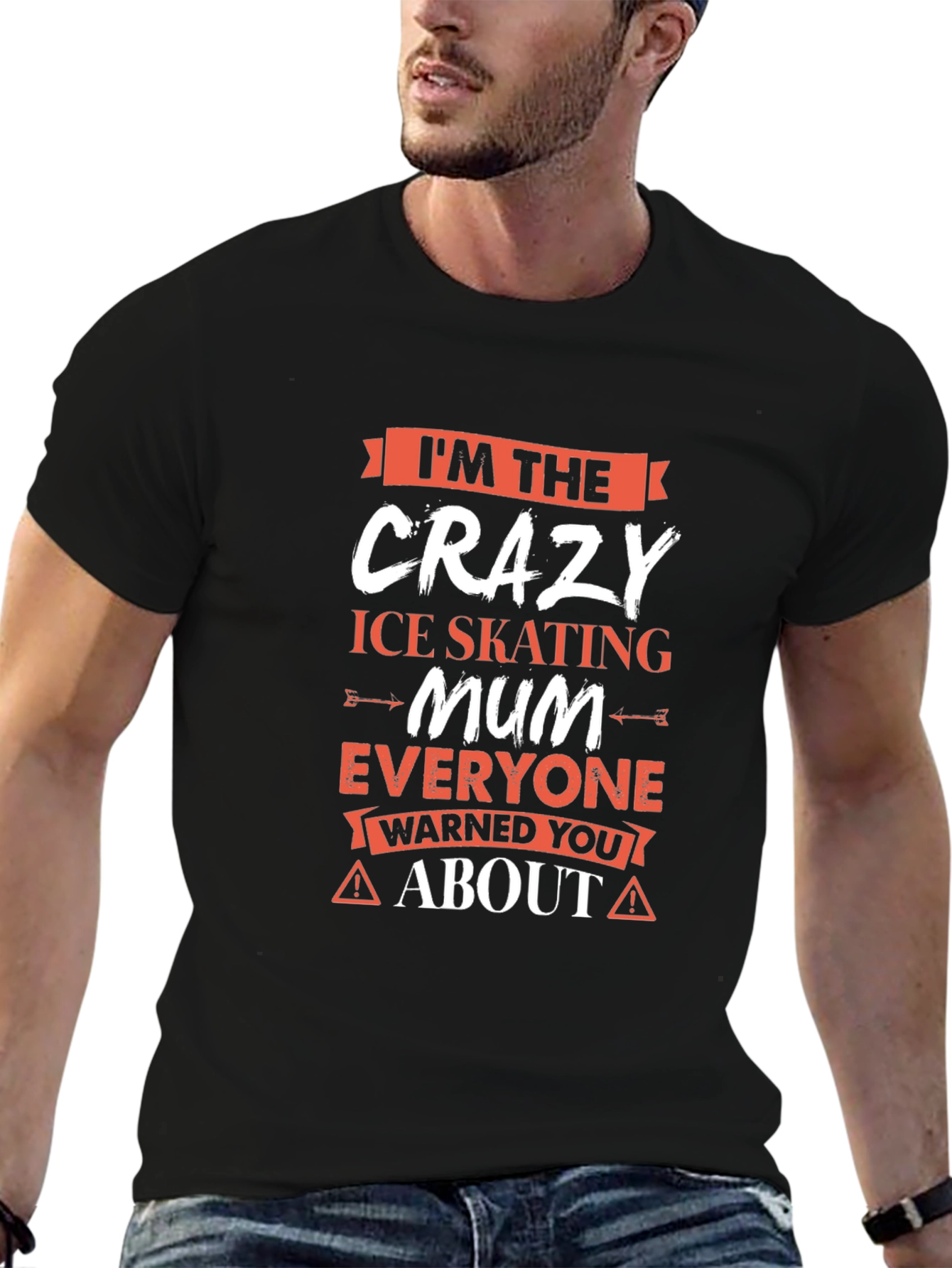 Black Crazy Ice Skating Mum T-Shirt - Novelty Graphic Tee view 6