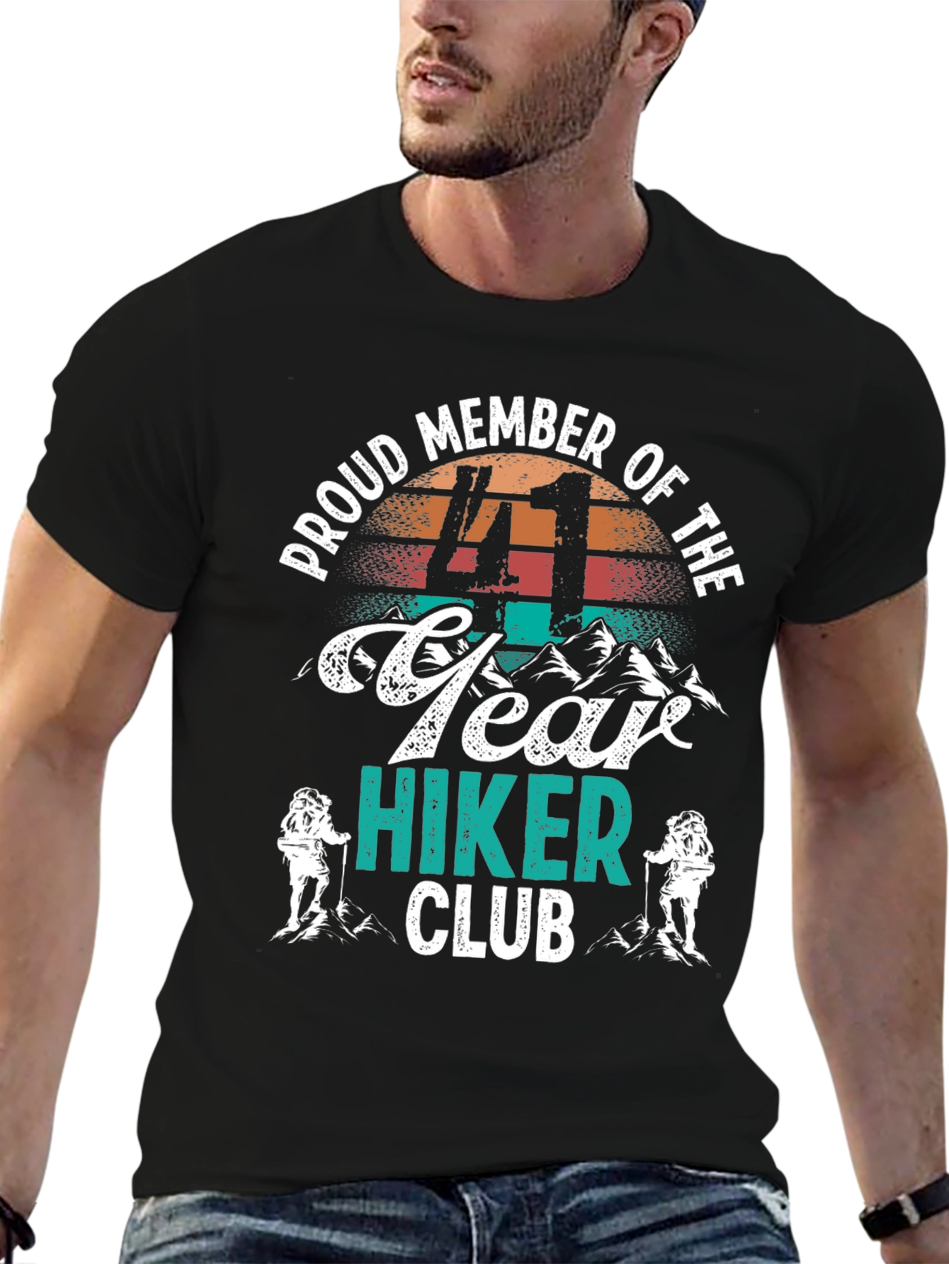 Black Proud 41 Year Hiker Club T-Shirt view 6