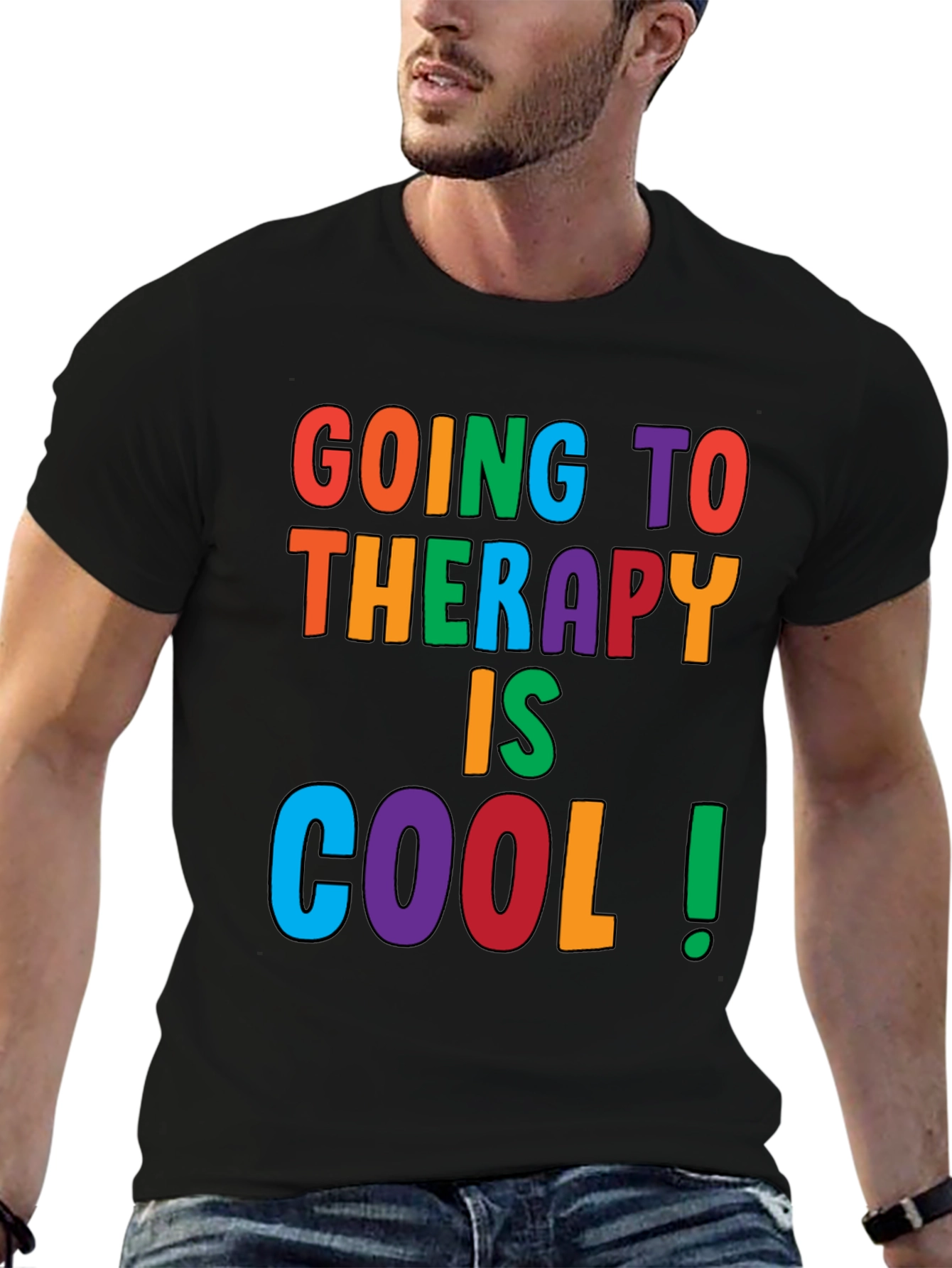 Black Therapy Is Cool Graphic Tee - Comfort Fit view 6