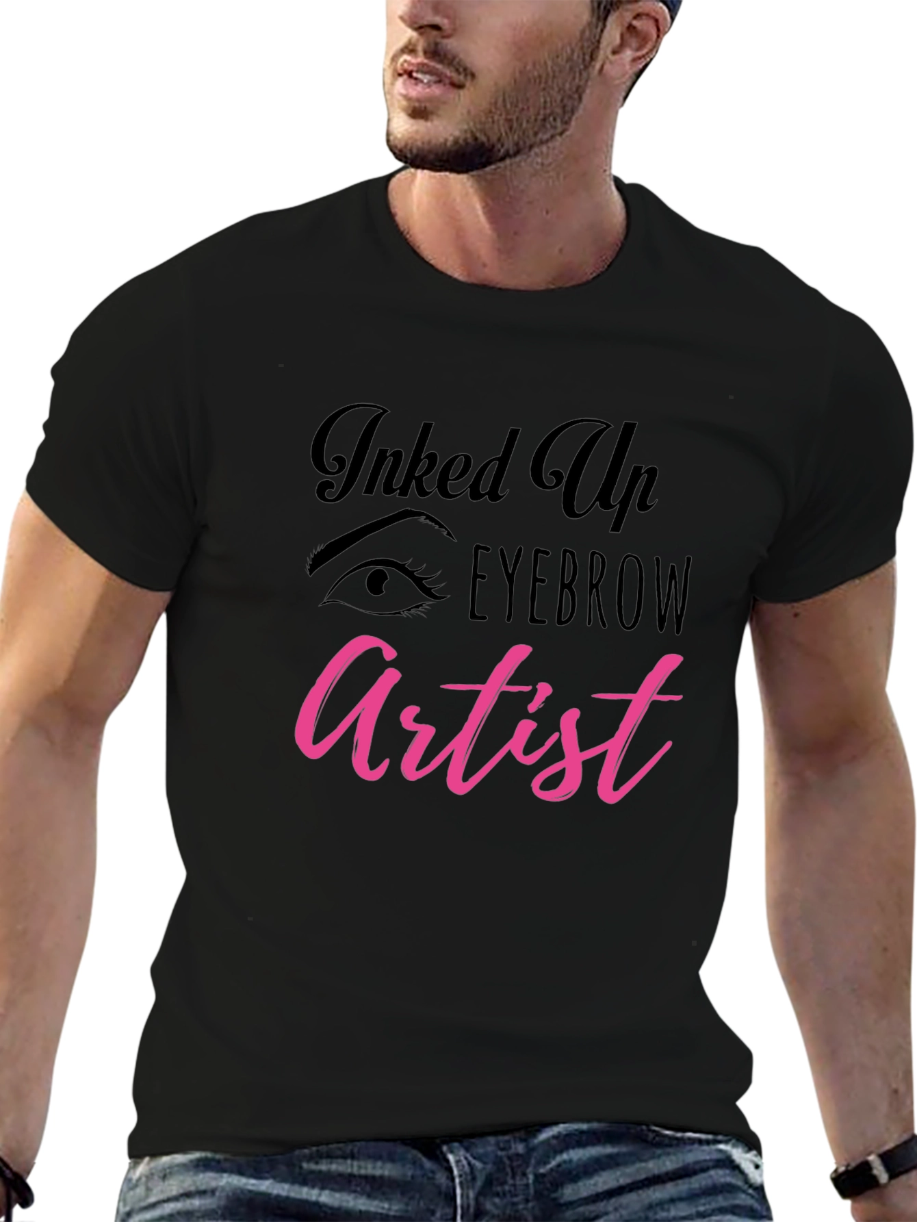 Black Inked Up Eyebrow Artist T-Shirt view 6