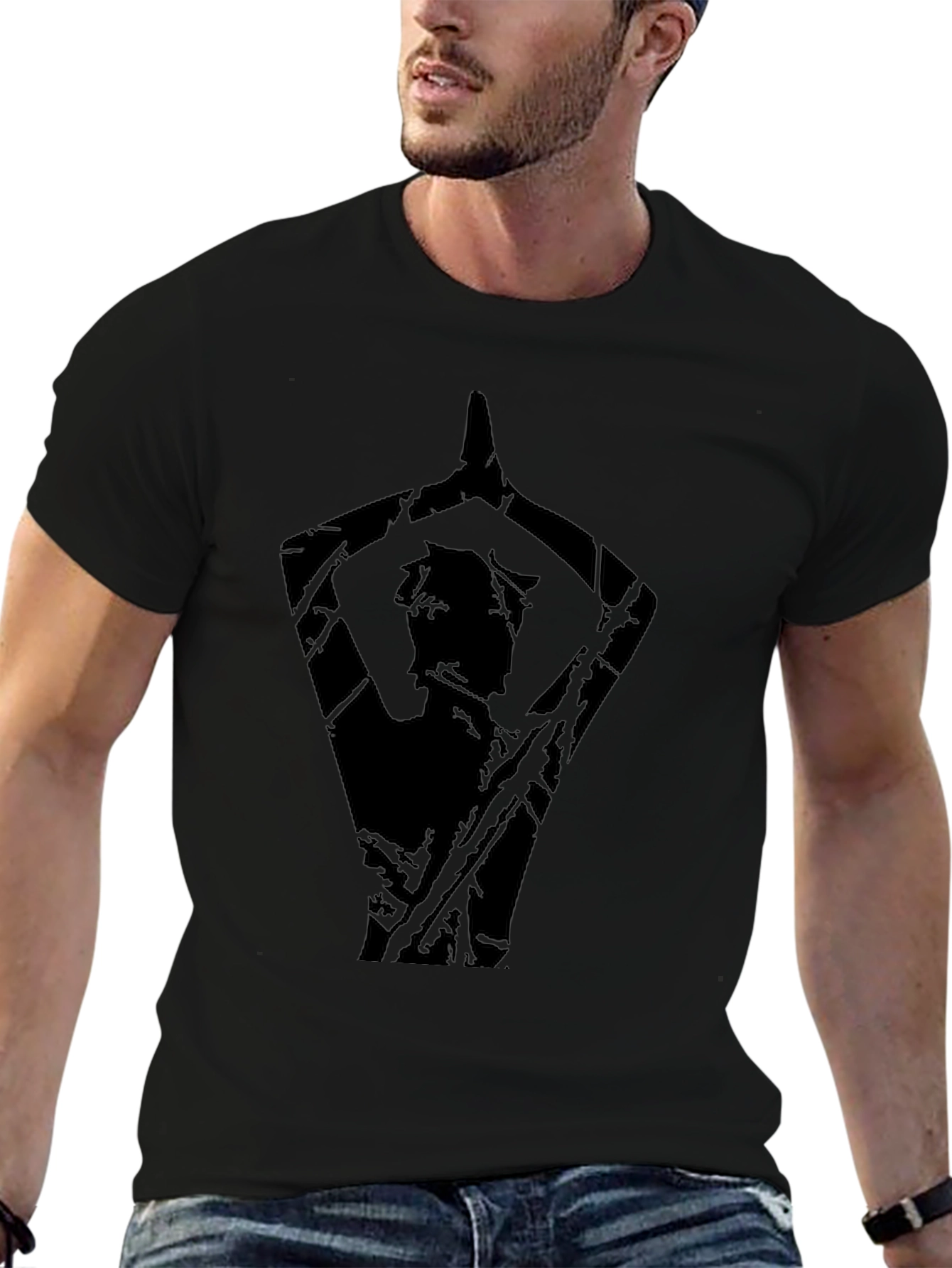 Black Men's Black Yoga Silhouette Graphic Tee view 6
