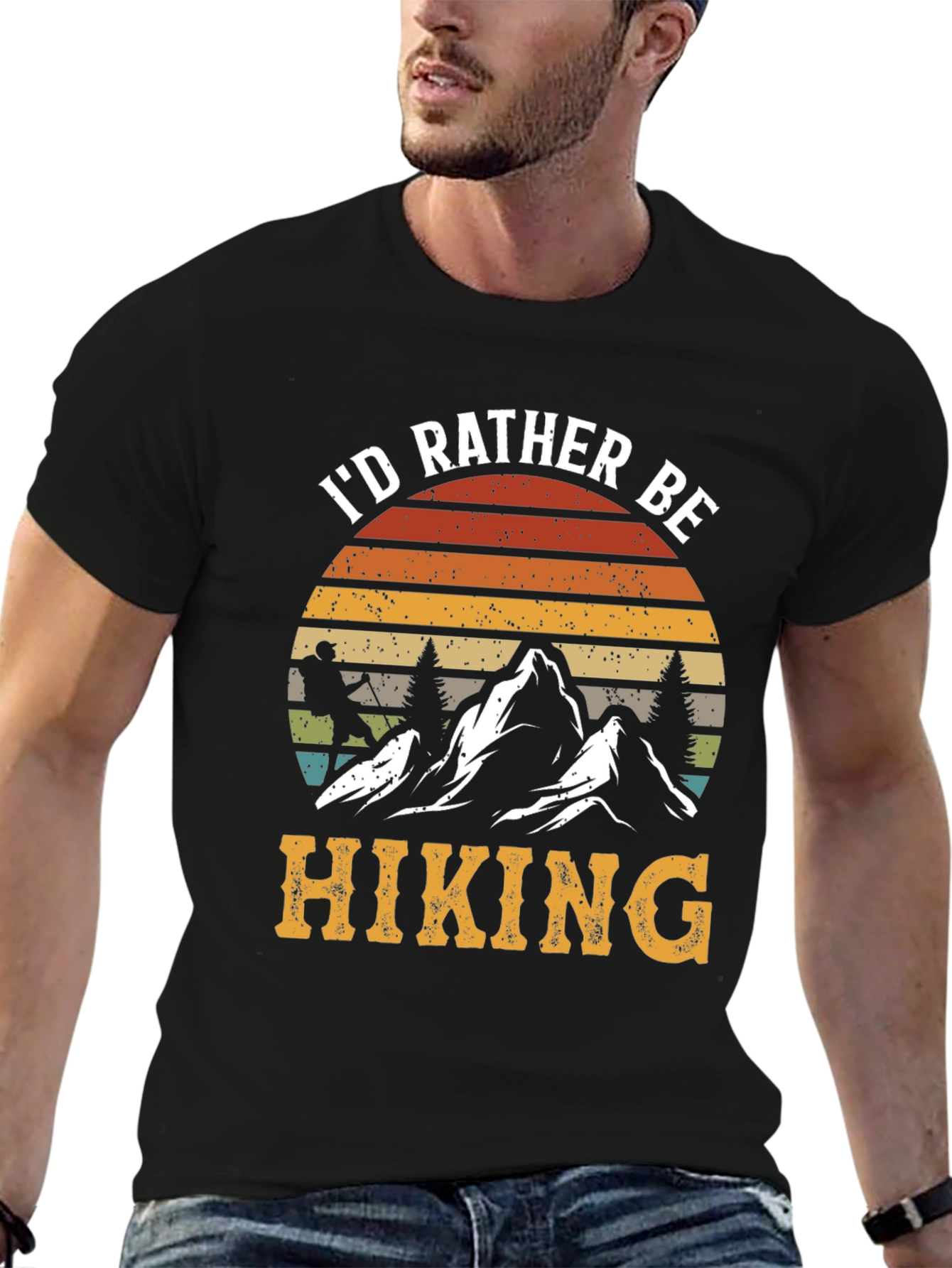 Black I'd Rather Be Hiking Graphic Tee - Outdoor Adventure Shirt view 6