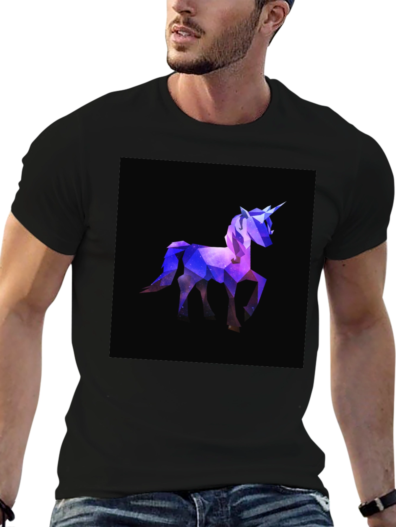 Black Geometric Unicorn T-Shirt - Stylish Graphic Tee view 6
