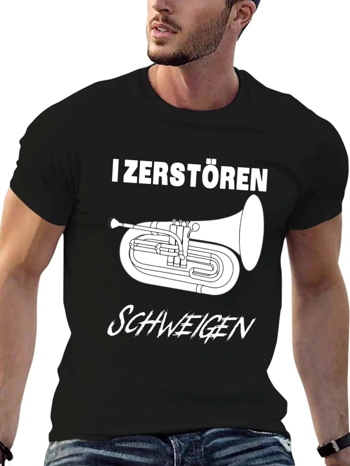 Black I Zerstören Schweigen Tuba Black T-Shirt view 6