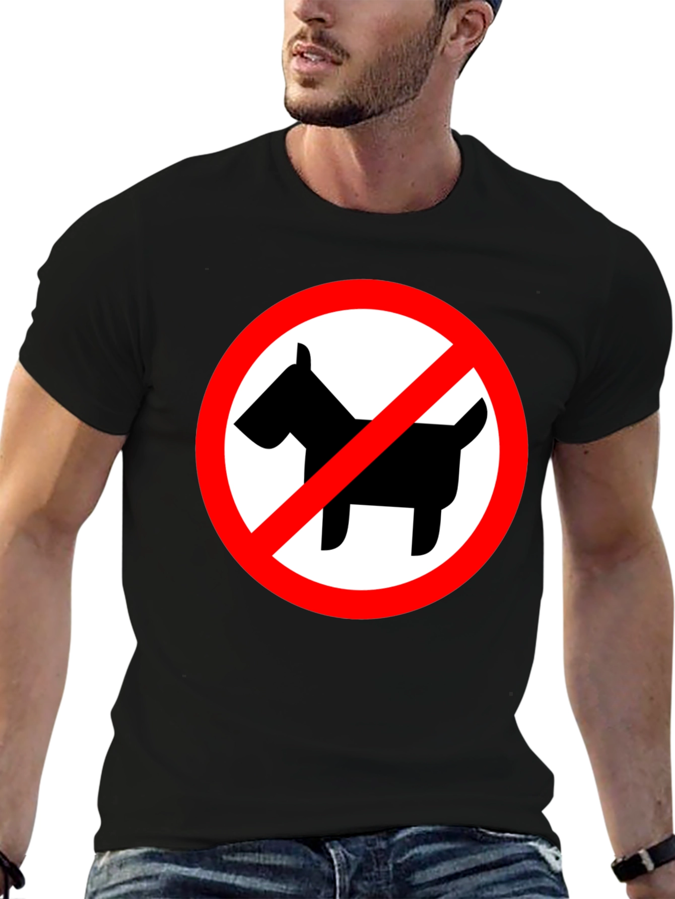 Black No Dogs Allowed Black Crew Neck T-Shirt view 6