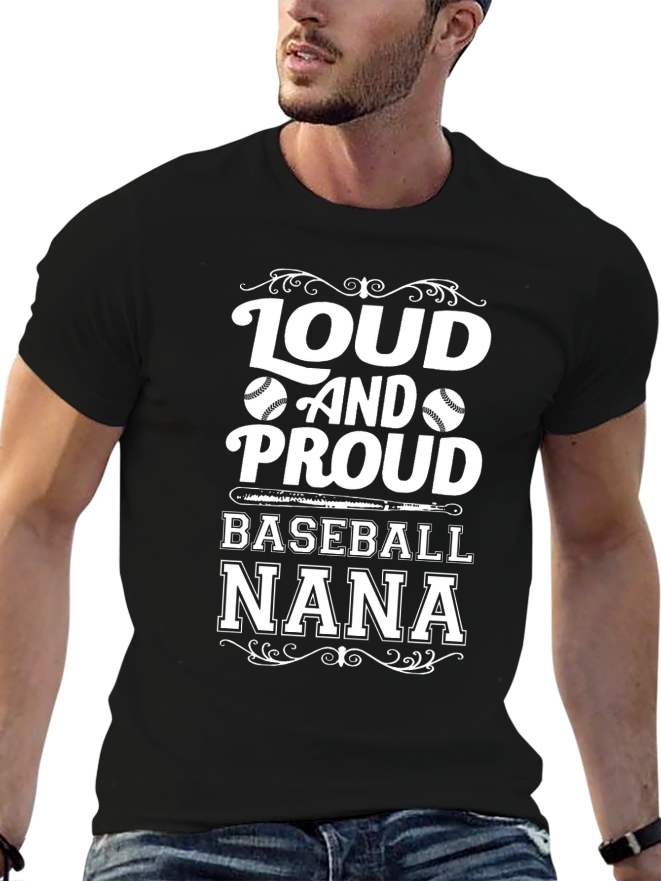Black Loud and Proud Baseball Nana T-Shirt view 6