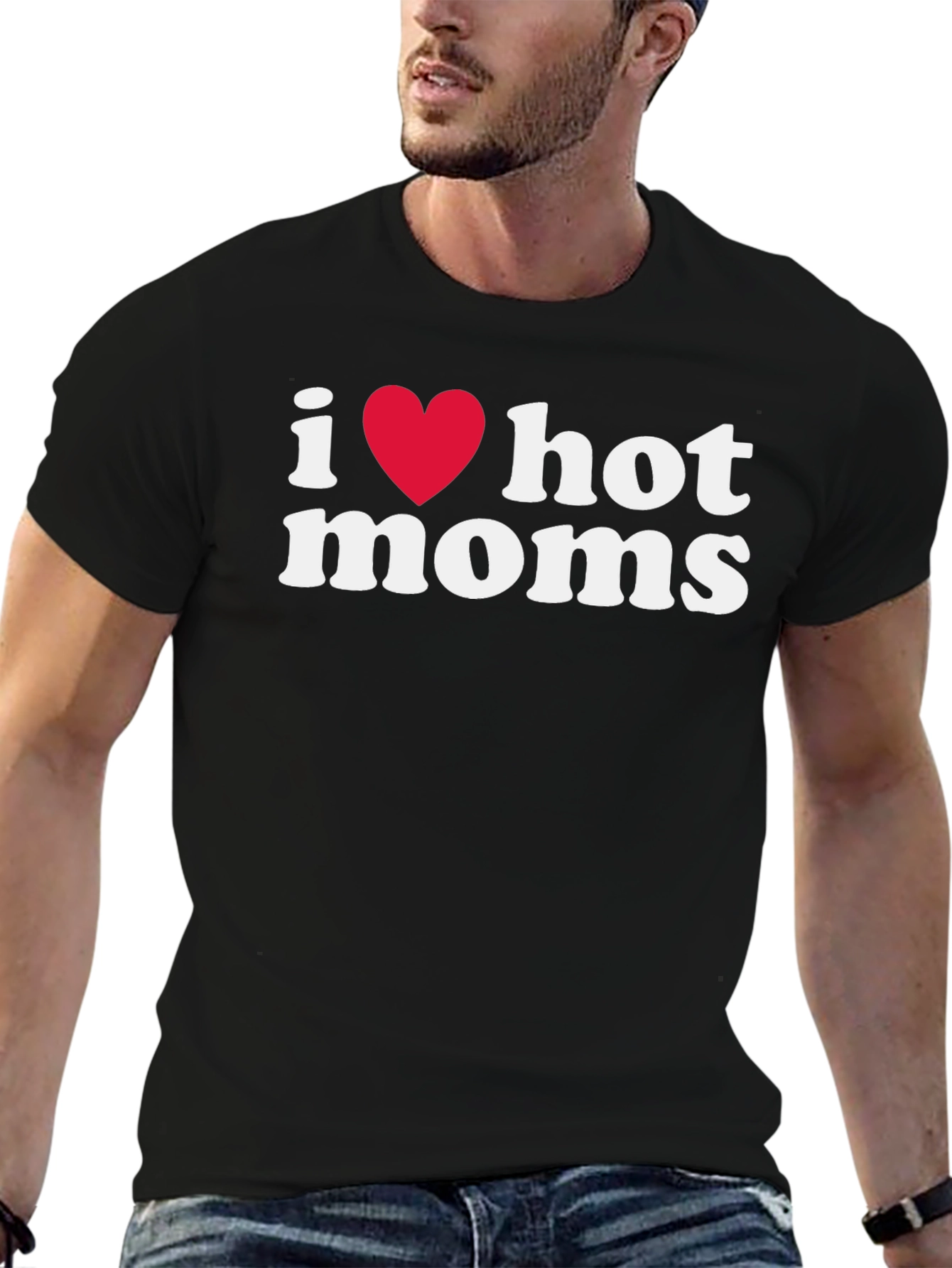 Black I Heart Hot Moms Graphic Tee - Black view 6
