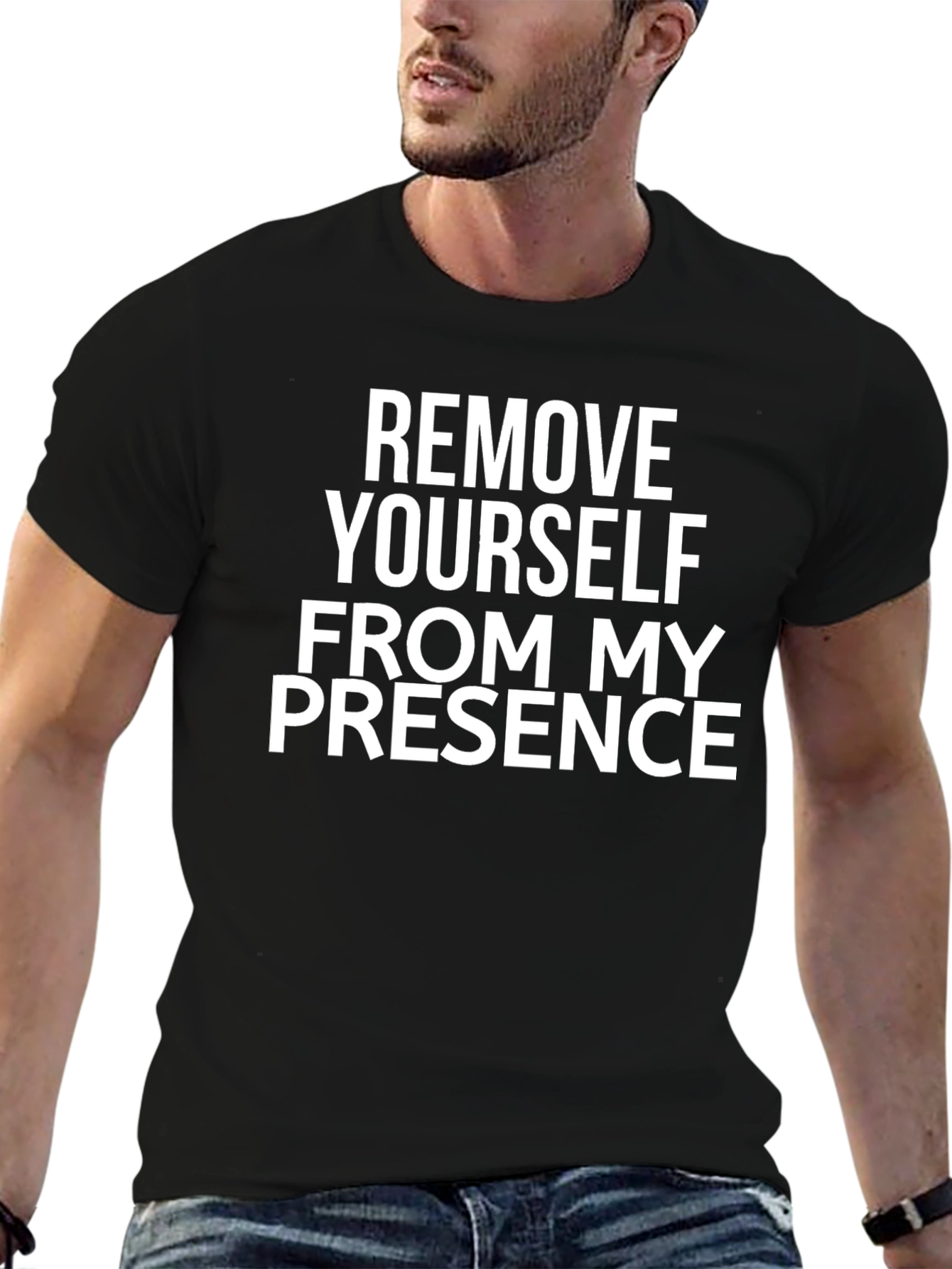 Black Remove Yourself Graphic Tee - Black view 6