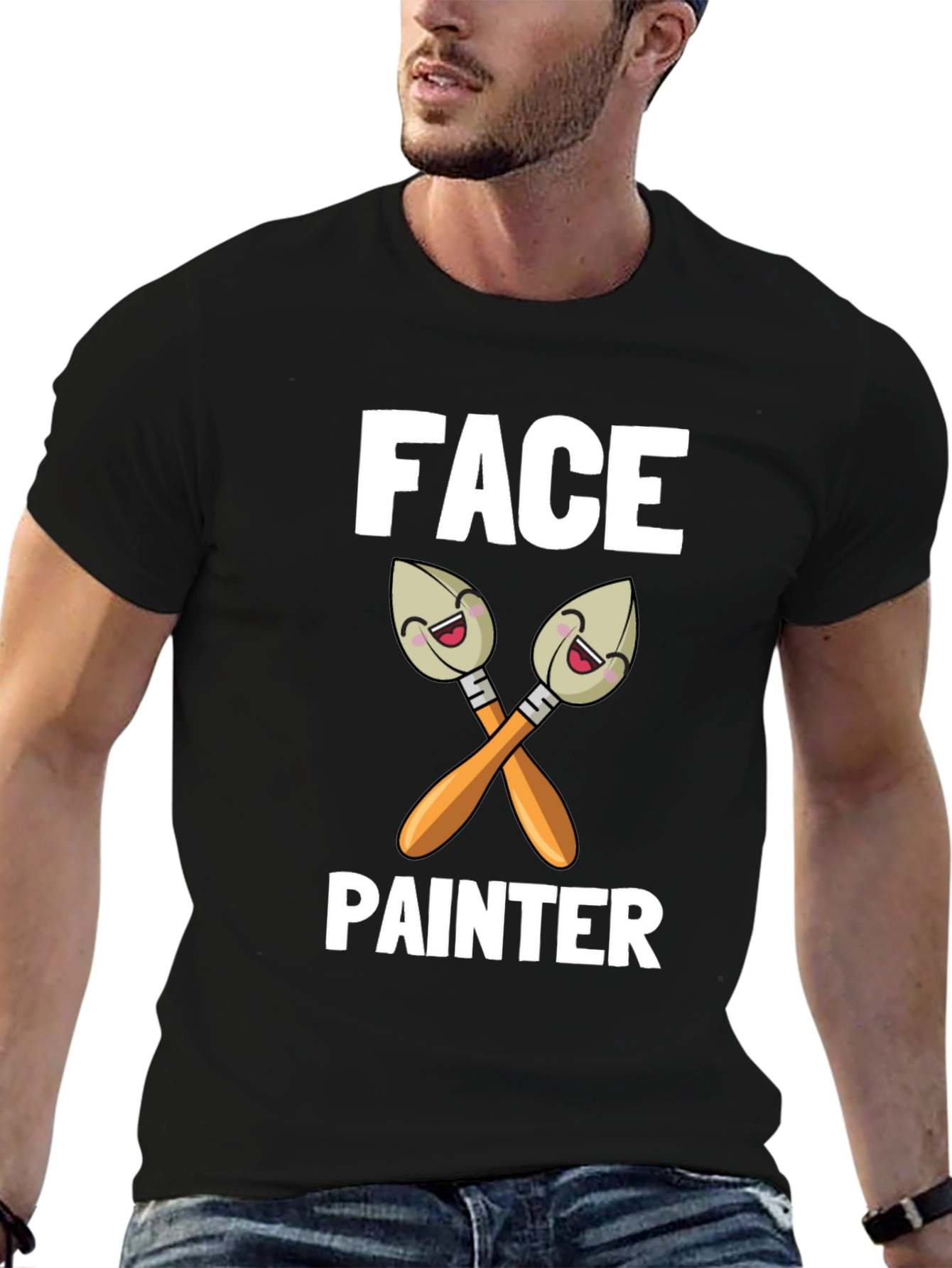 Face Painter Cartoon Brush Graphic T-Shirt - 6